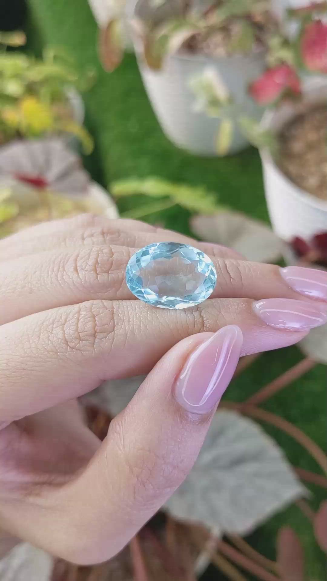 13.59 Ct. Greenish Blue Quartz from Brazil Size Video