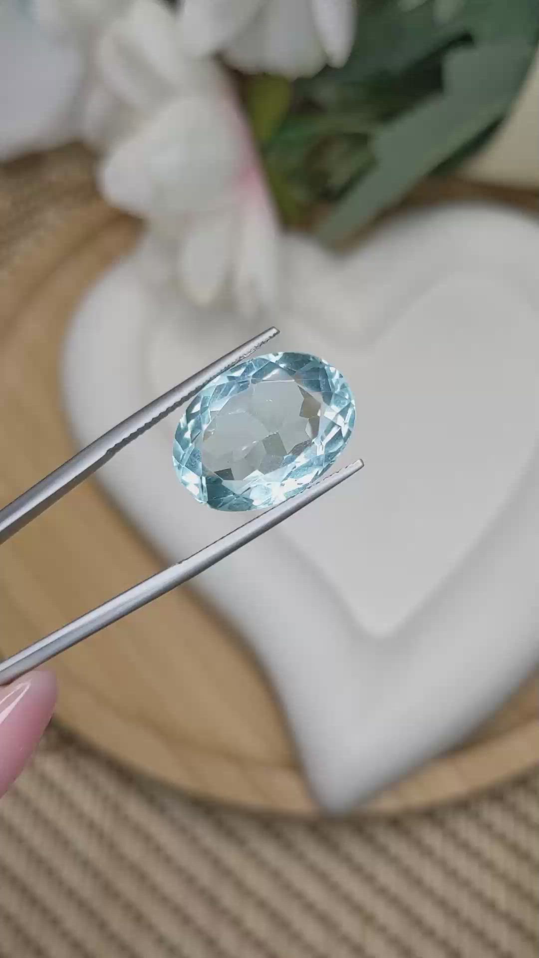 13.59 Ct. Greenish Blue Quartz from Brazil Size Video