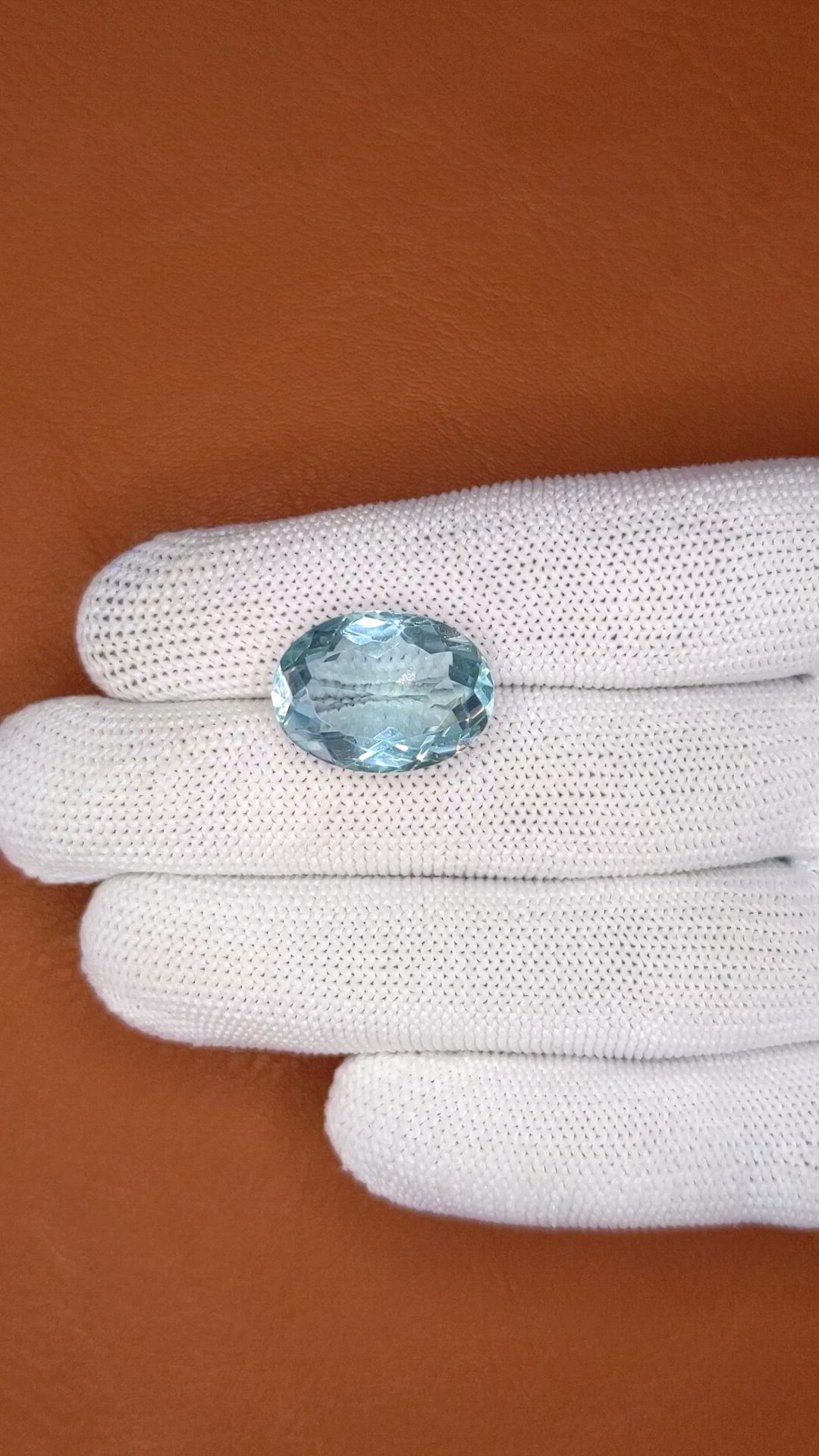 13.59 Ct. Greenish Blue Quartz from Brazil Size Video