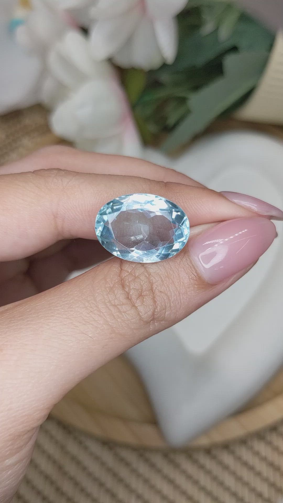 13.59 Ct. Greenish Blue Quartz from Brazil Size Video