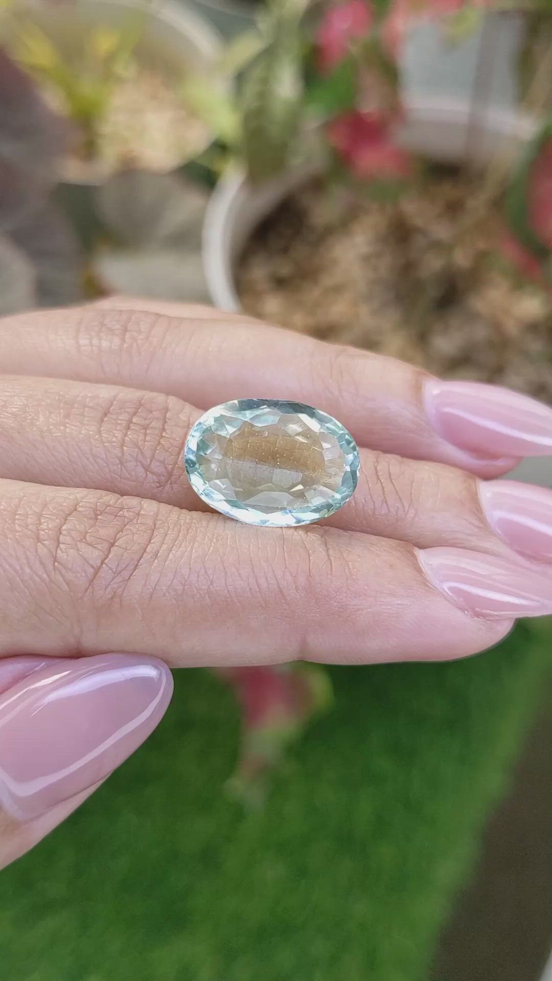 11.75 Ct. Bluish Green Prasiolite from Brazil Size Video