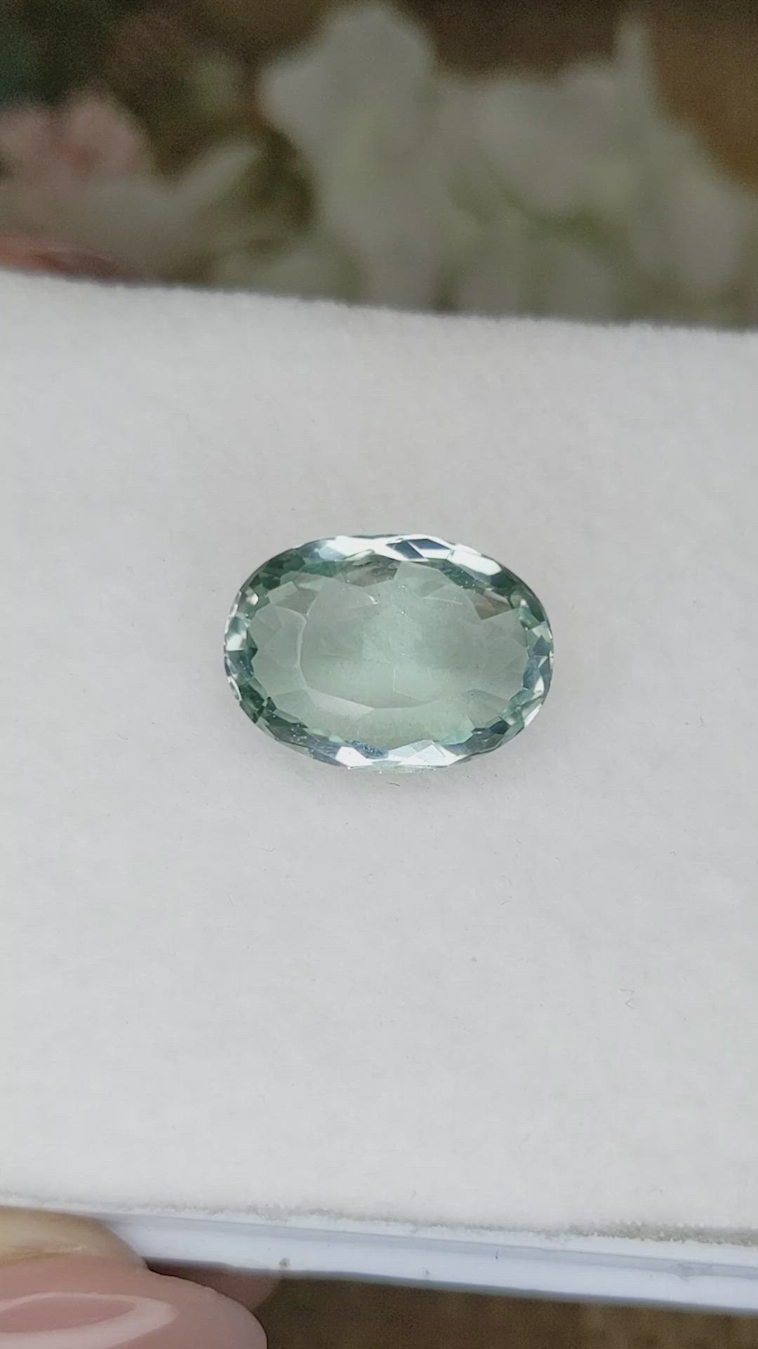 11.75 Ct. Bluish Green Prasiolite from Brazil Size Video