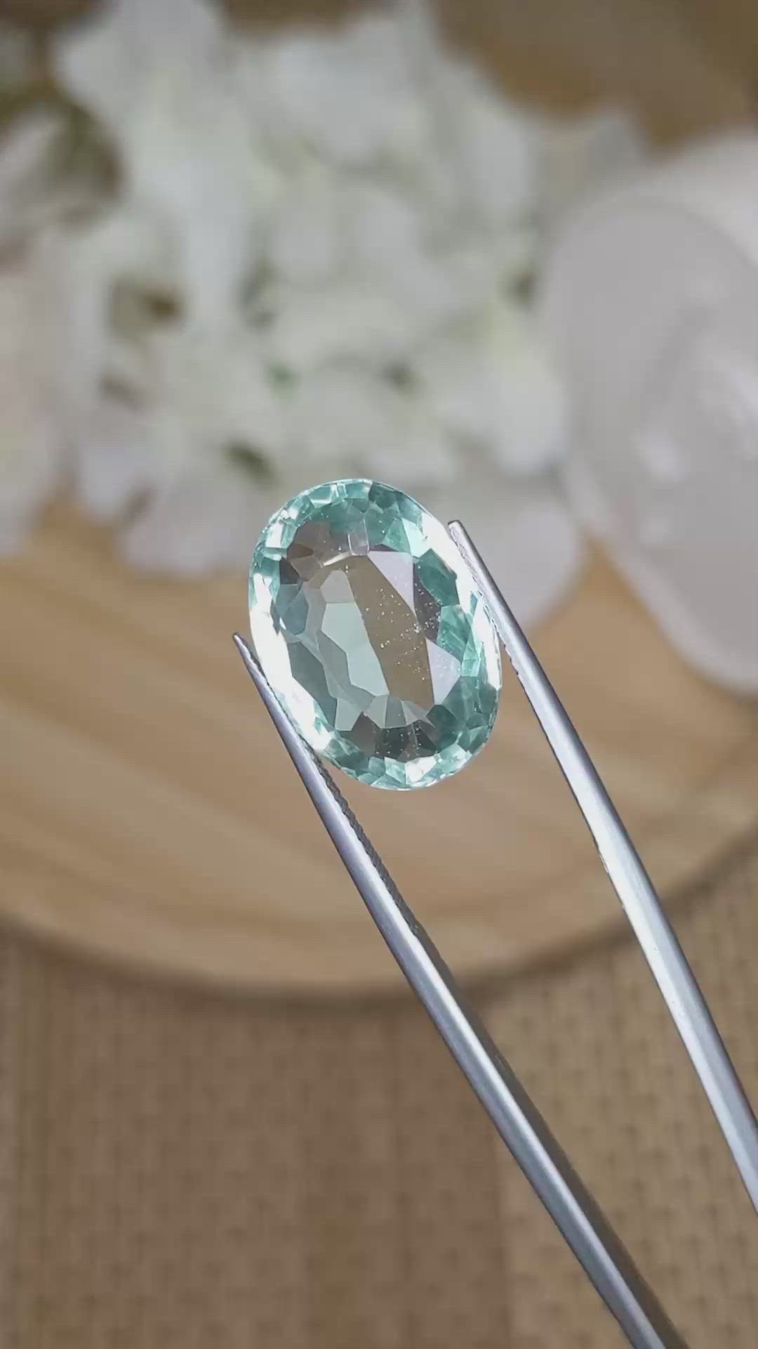 11.75 Ct. Bluish Green Prasiolite from Brazil Size Video
