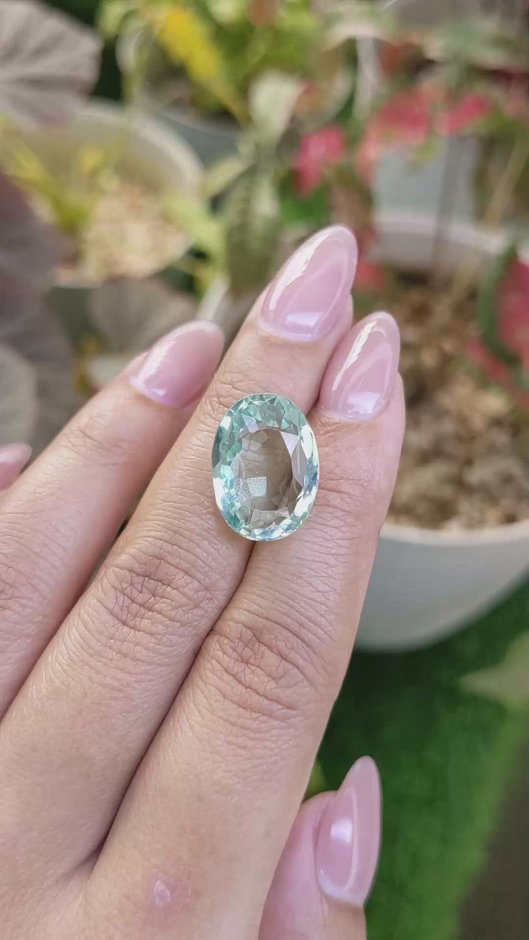11.75 Ct. Bluish Green Prasiolite from Brazil Size Video