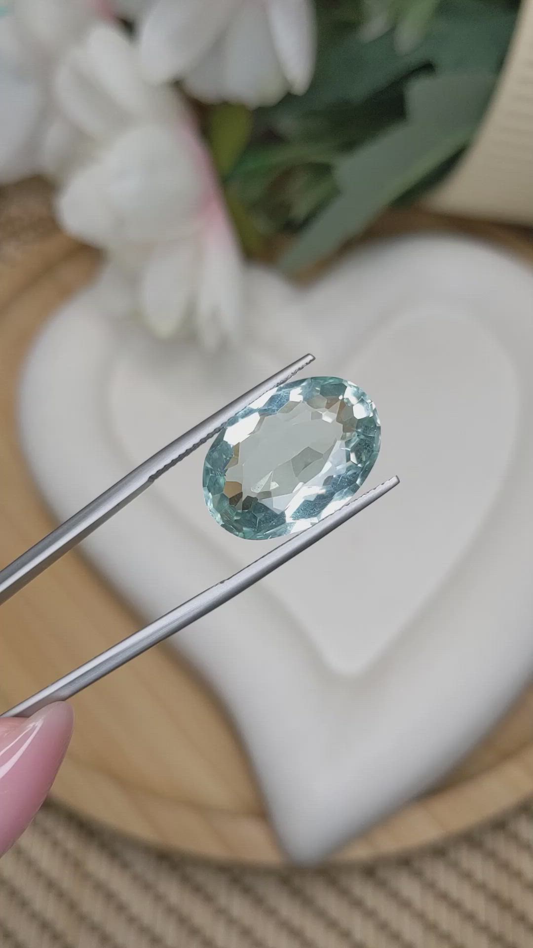 10.98 Ct. Bluish Green Prasiolite from Brazil Size Video