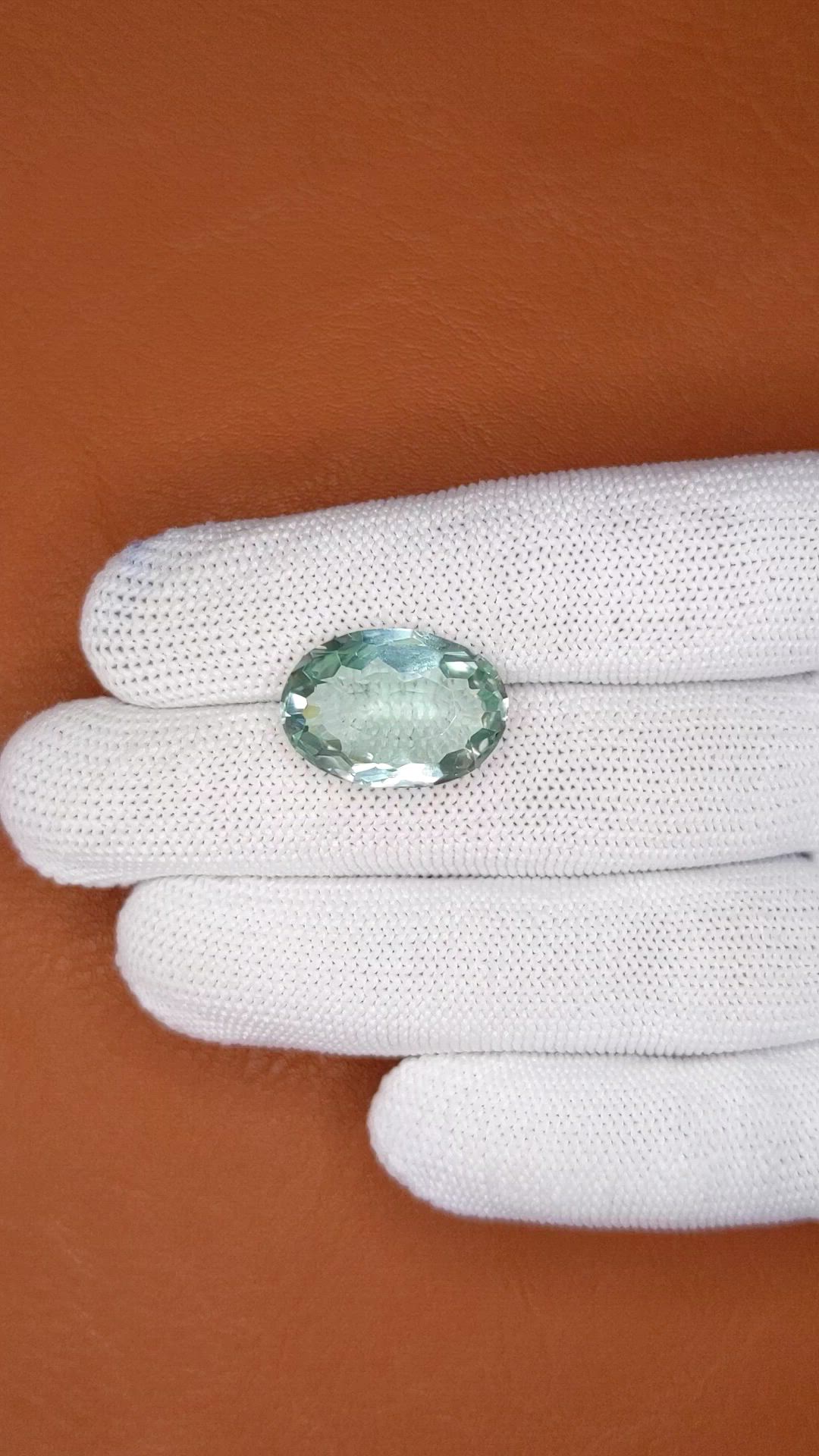 10.98 Ct. Bluish Green Prasiolite from Brazil Size Video