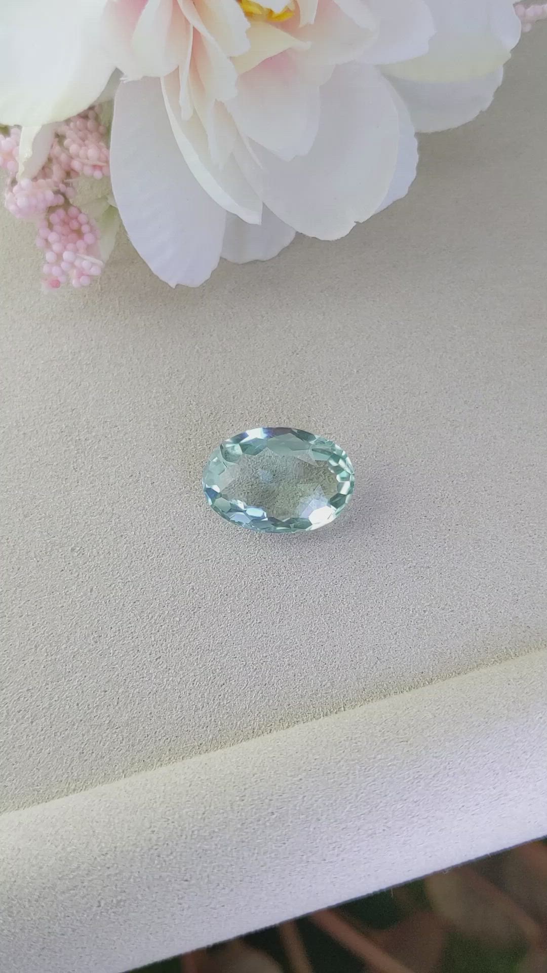 10.98 Ct. Bluish Green Prasiolite from Brazil Size Video