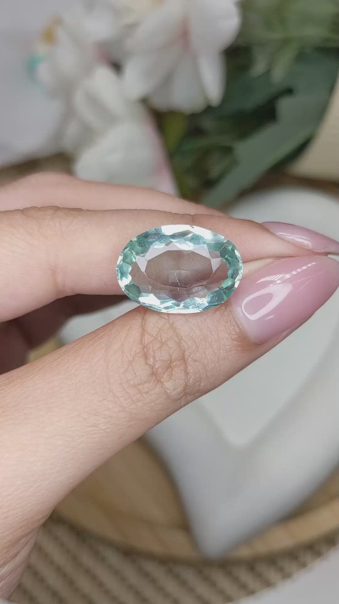 10.98 Ct. Bluish Green Prasiolite from Brazil Size Video