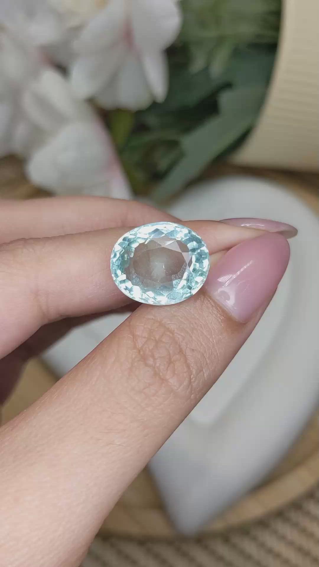 10.85 Ct. Bluish Green Prasiolite from Brazil Size Video