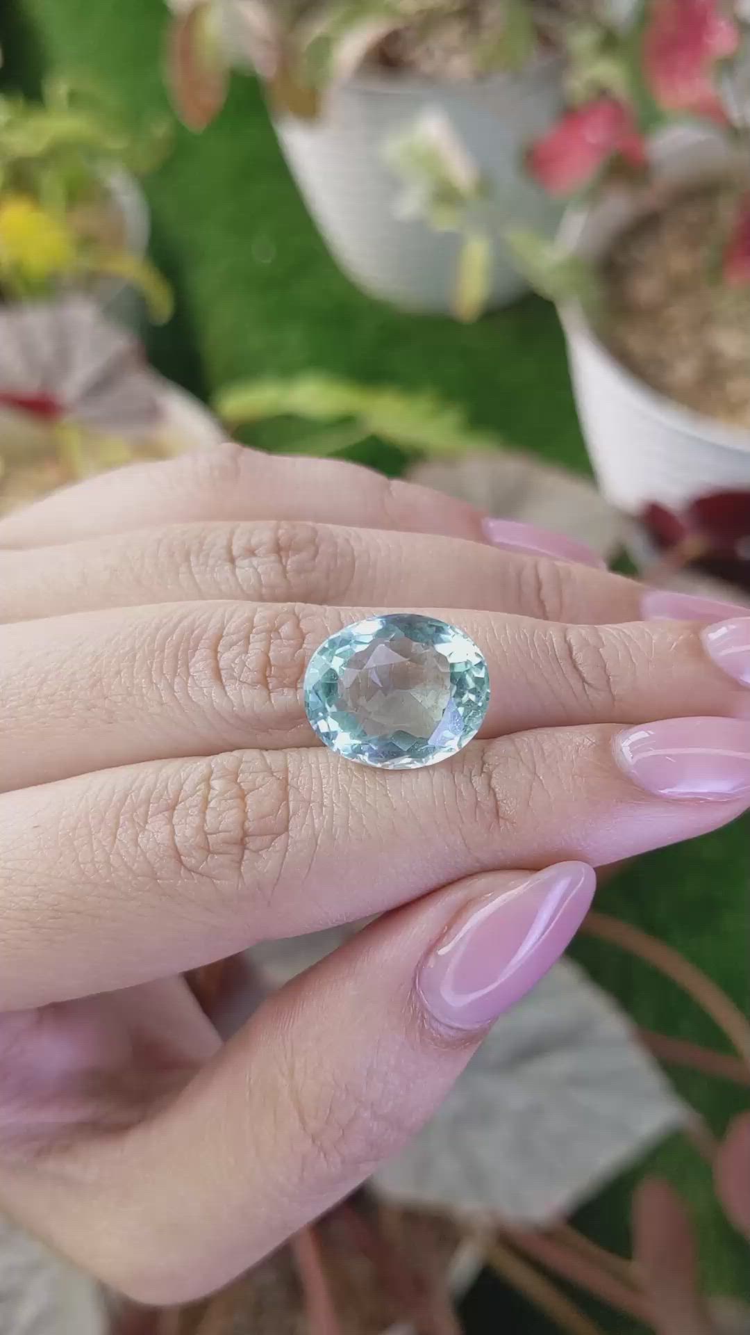 10.85 Ct. Bluish Green Prasiolite from Brazil Size Video