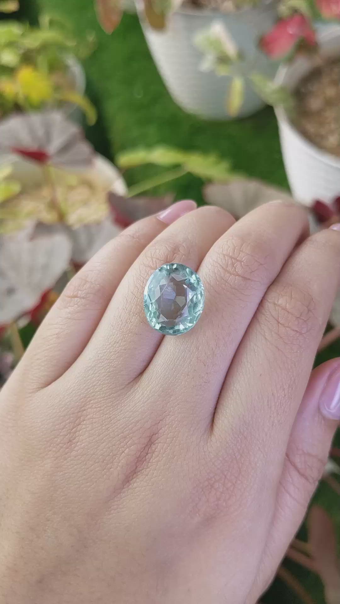 10.85 Ct. Bluish Green Prasiolite from Brazil Size Video