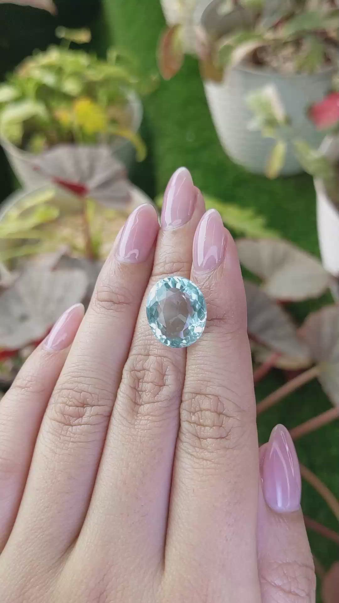 10.85 Ct. Bluish Green Prasiolite from Brazil Size Video