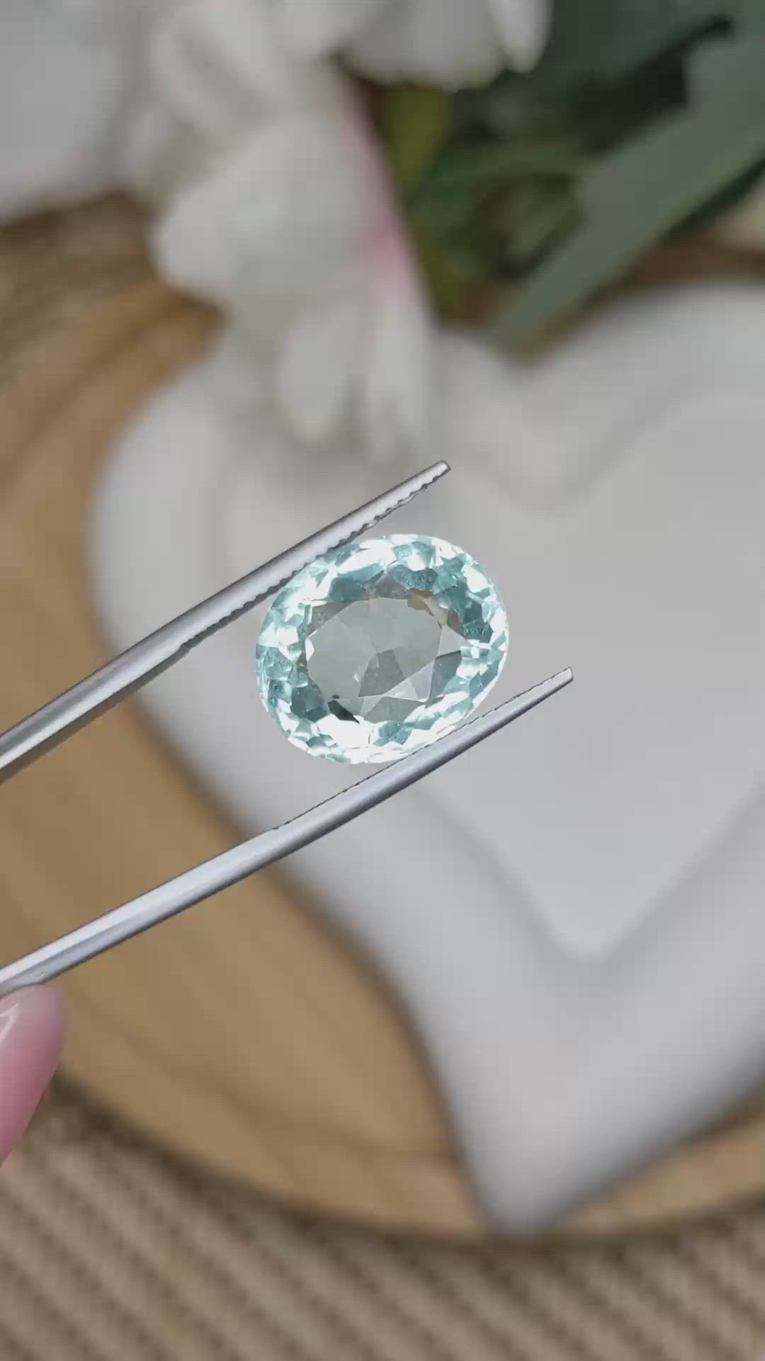 10.85 Ct. Bluish Green Prasiolite from Brazil Size Video