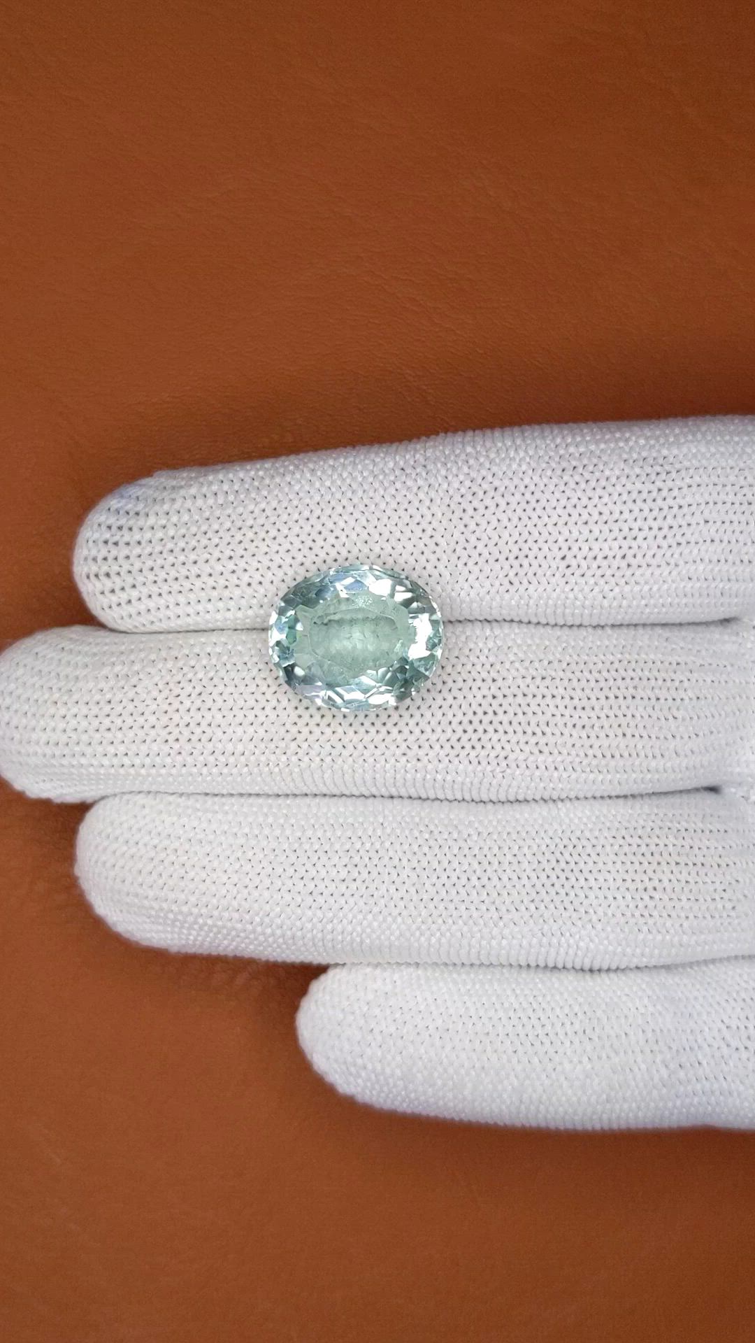 10.85 Ct. Bluish Green Prasiolite from Brazil Size Video