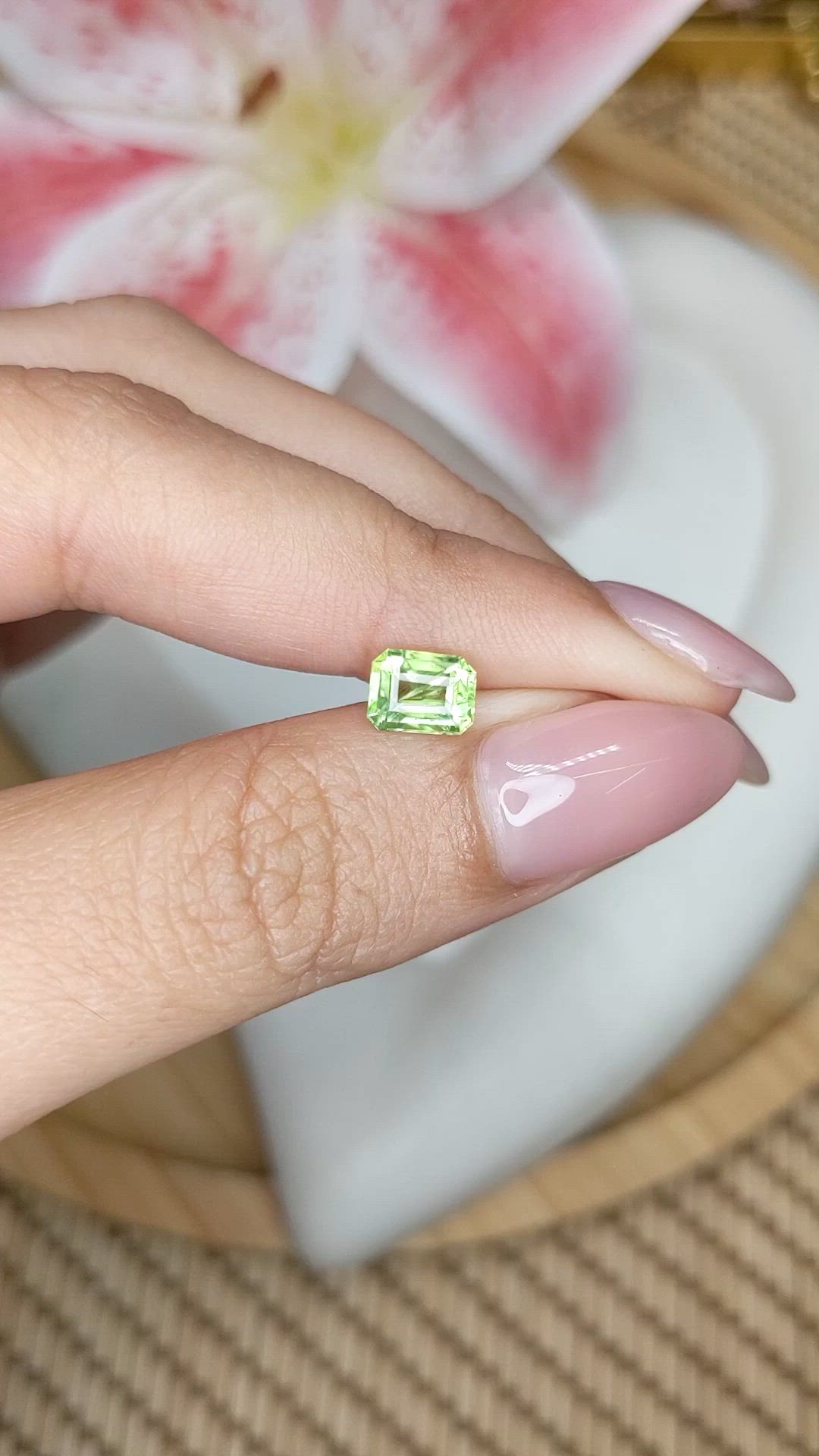 1.06 Ct. Green (Lime Green) Peridot from Pakistan Size Video