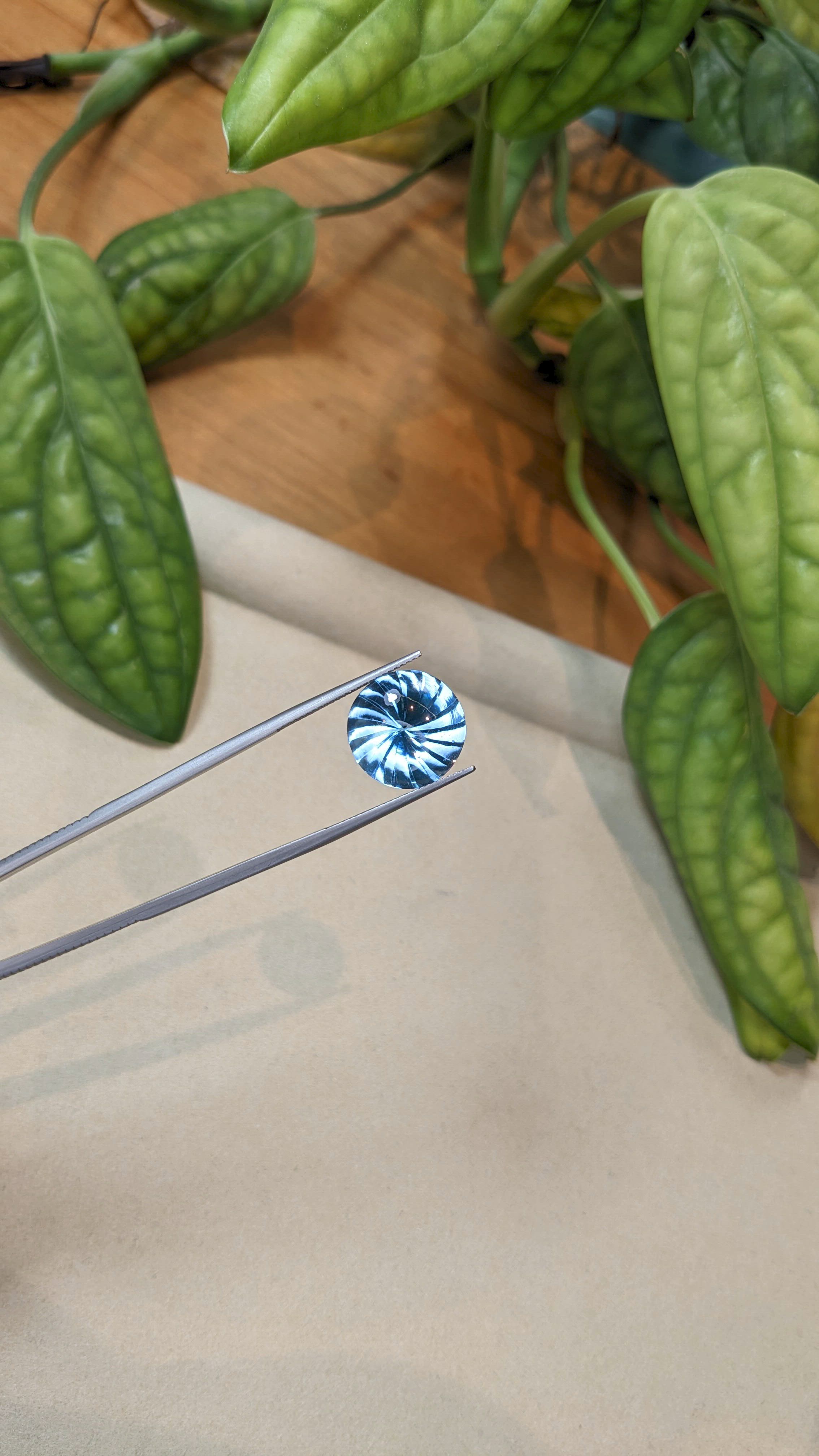 15.02 Ct. Swiss Blue Cabochon Topaz from Brazil Size Video