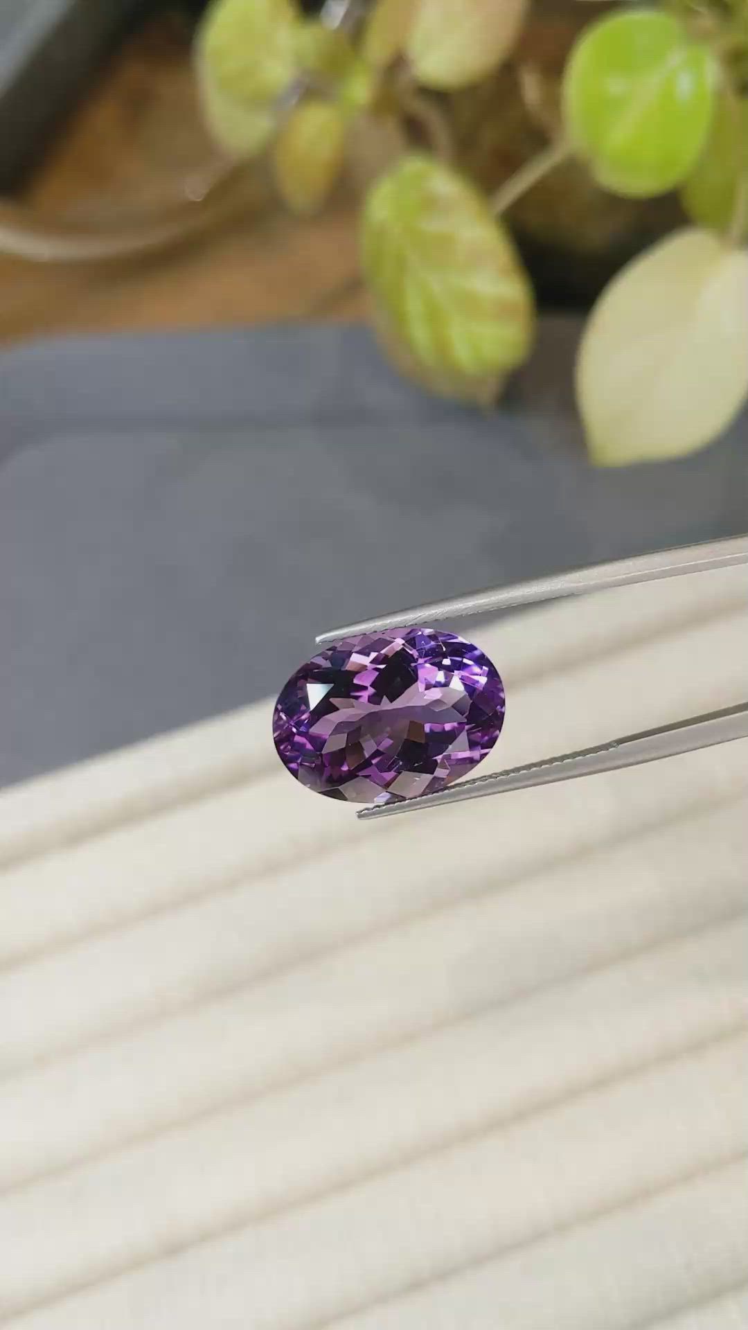 12.58 Ct. Purple Amethyst from Brazil Size Video
