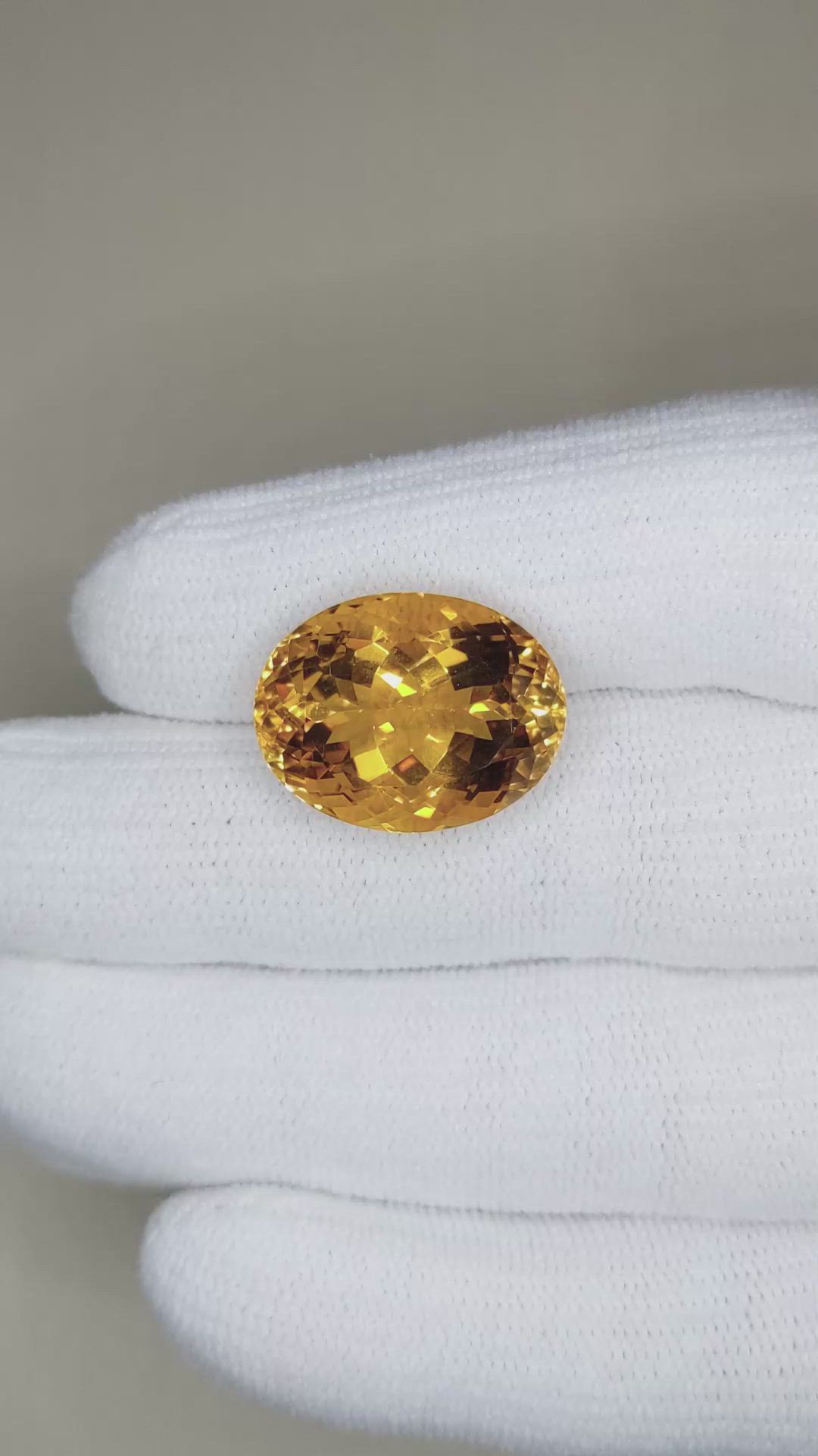16.95 Ct. Yellowish Orange Citrine from Brazil Size Video