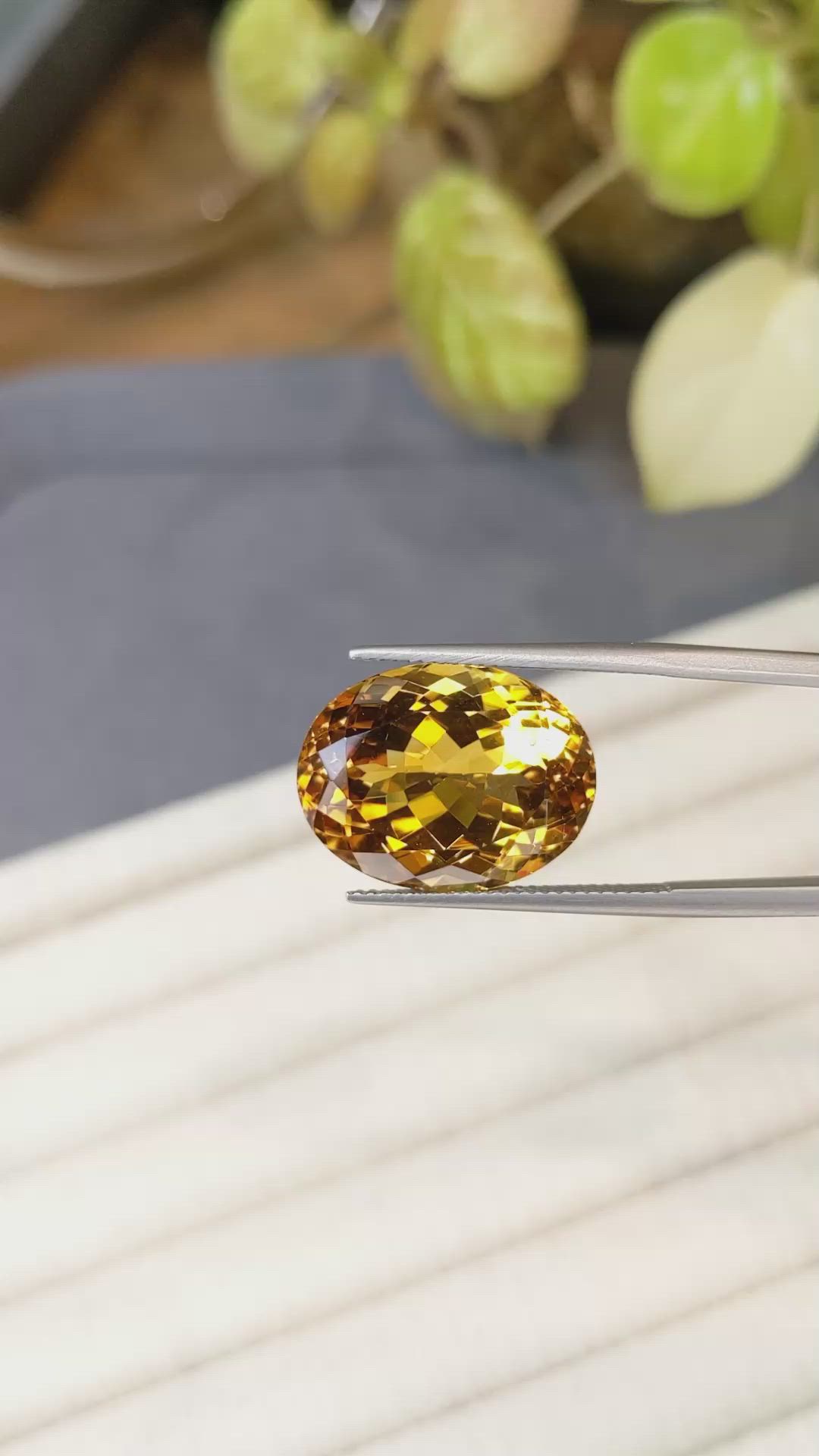 16.95 Ct. Yellowish Orange Citrine from Brazil Size Video