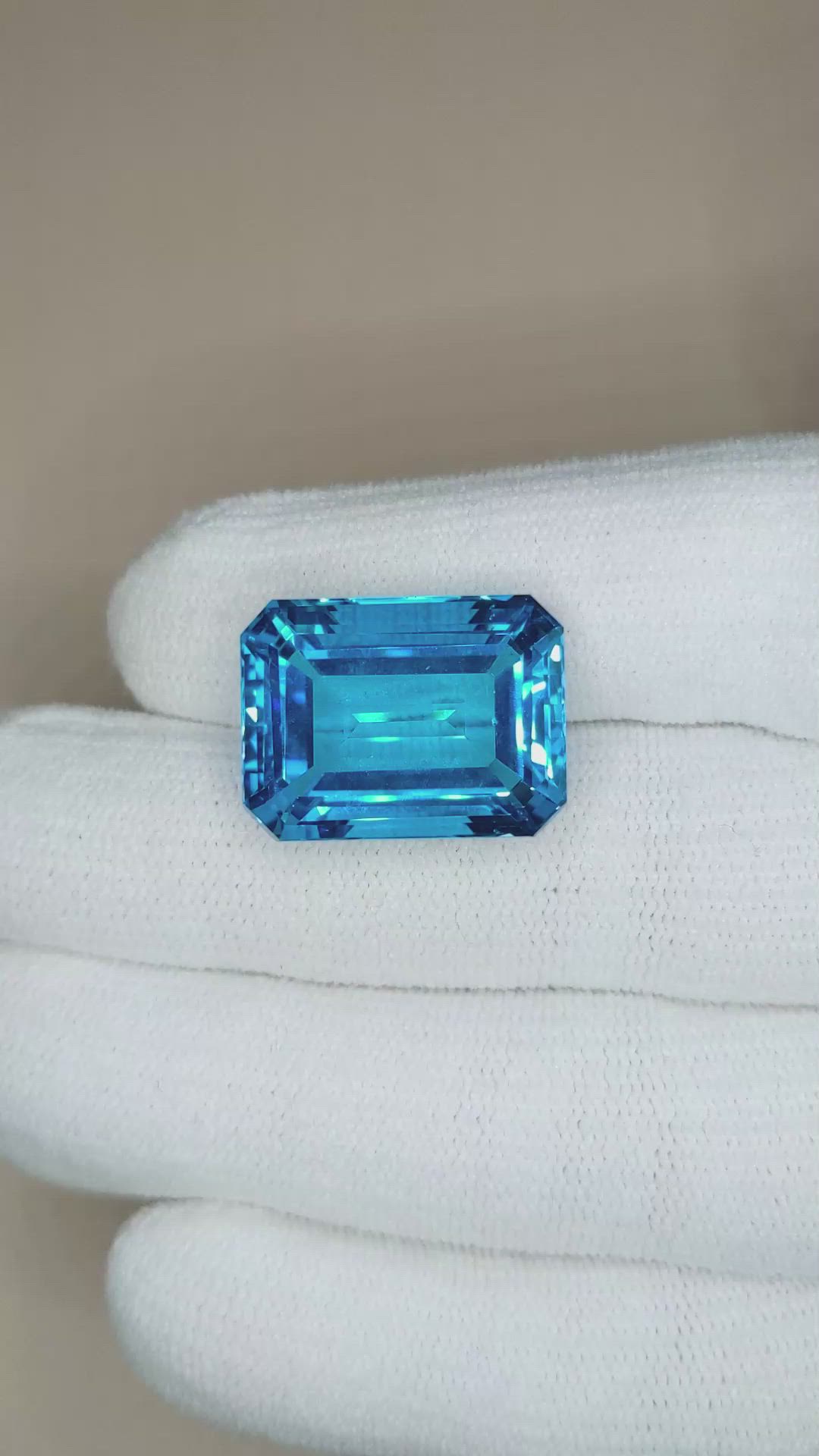31.10 Ct. Swiss Blue Topaz from Brazil Size Video