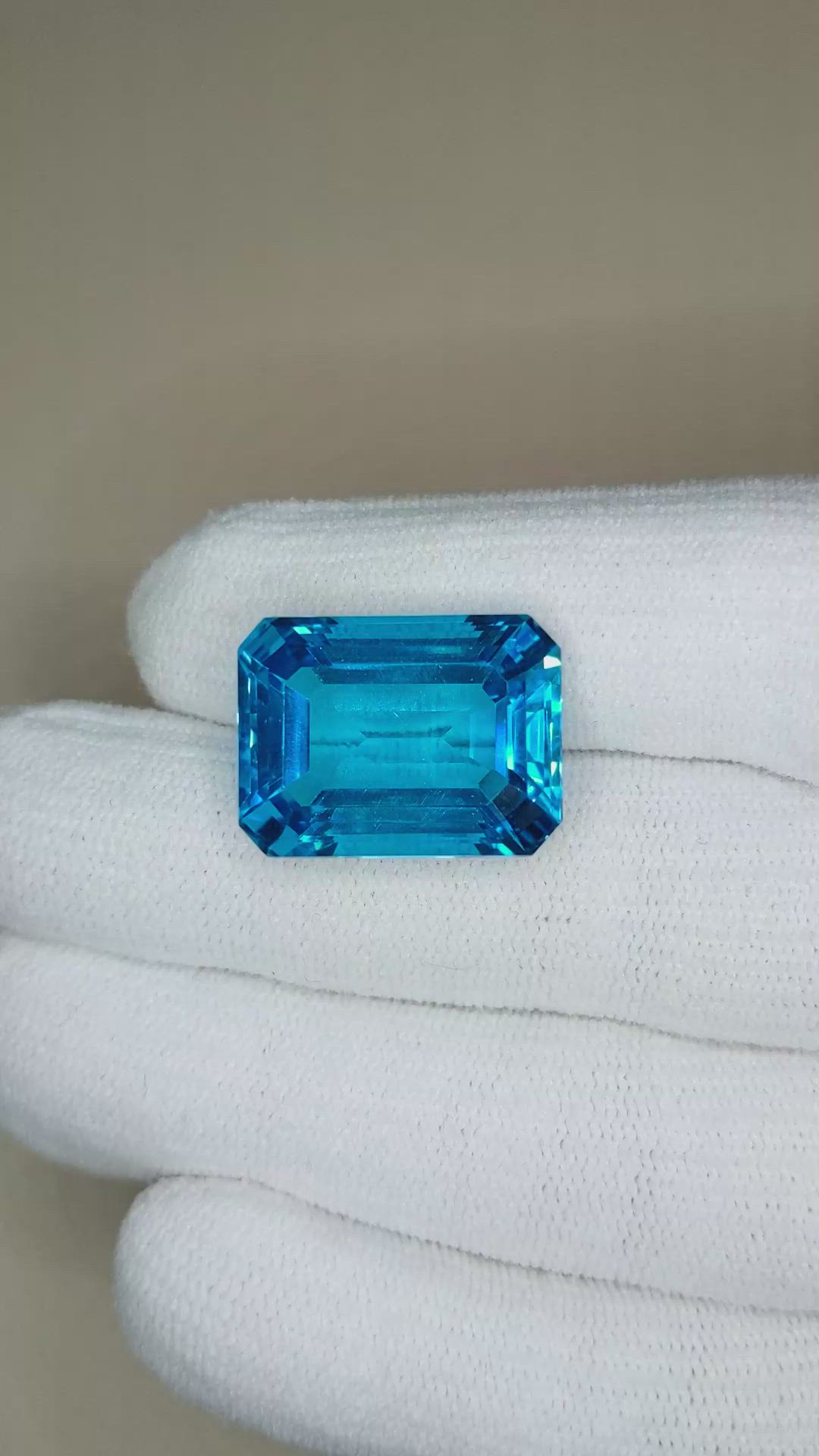 31.48 Ct. Swiss Blue Topaz from Brazil Size Video