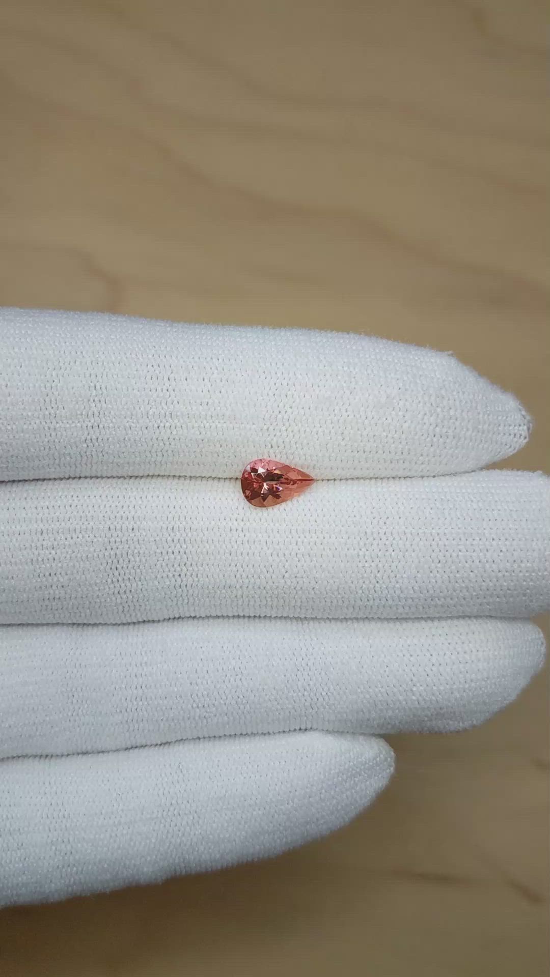 1.03 Ct. Pinkish Orange Imperial Topaz from Brazil Size Video