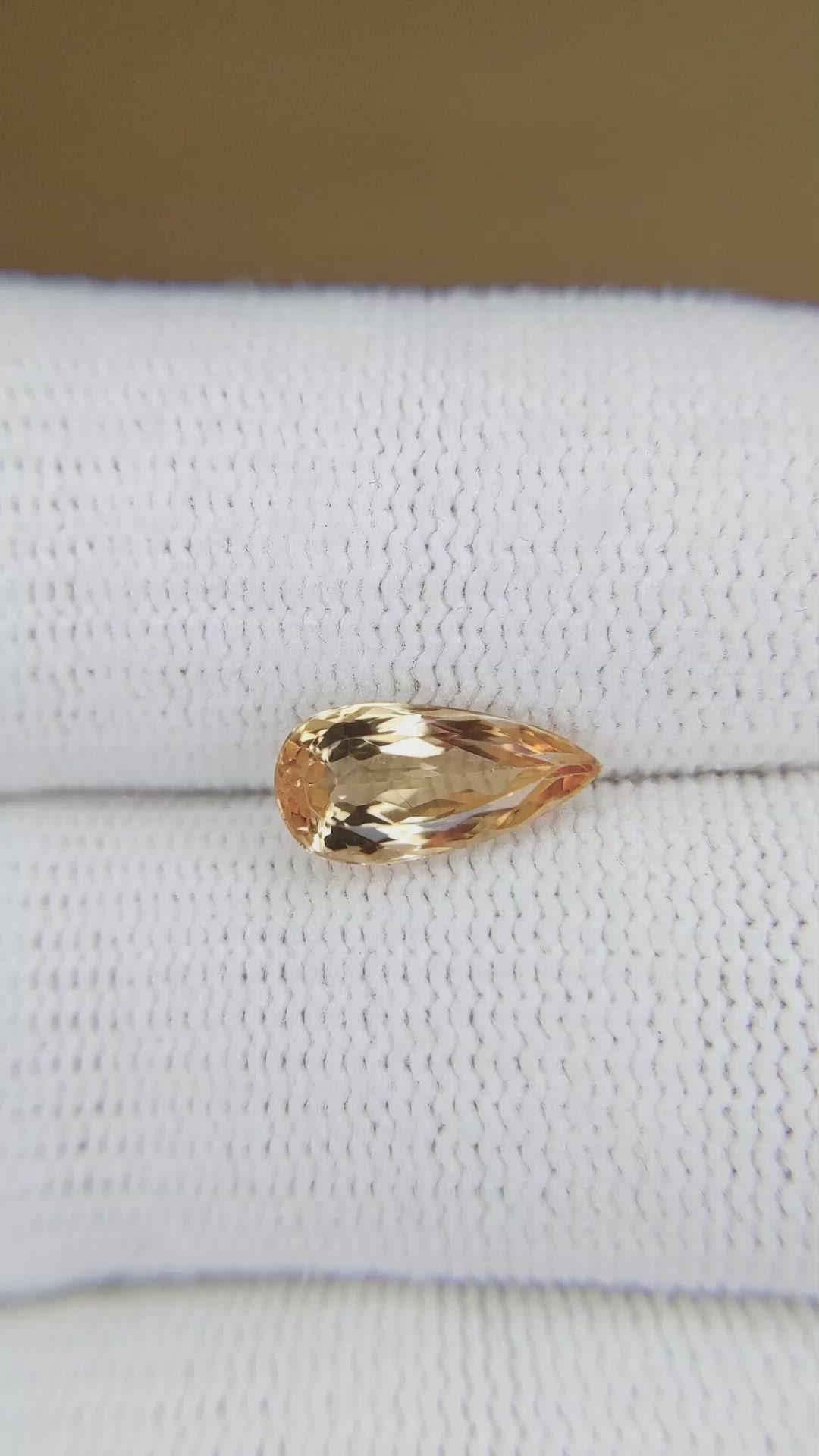1.73 Ct. Yellowish Orange Precious Topaz from Brazil Size Video