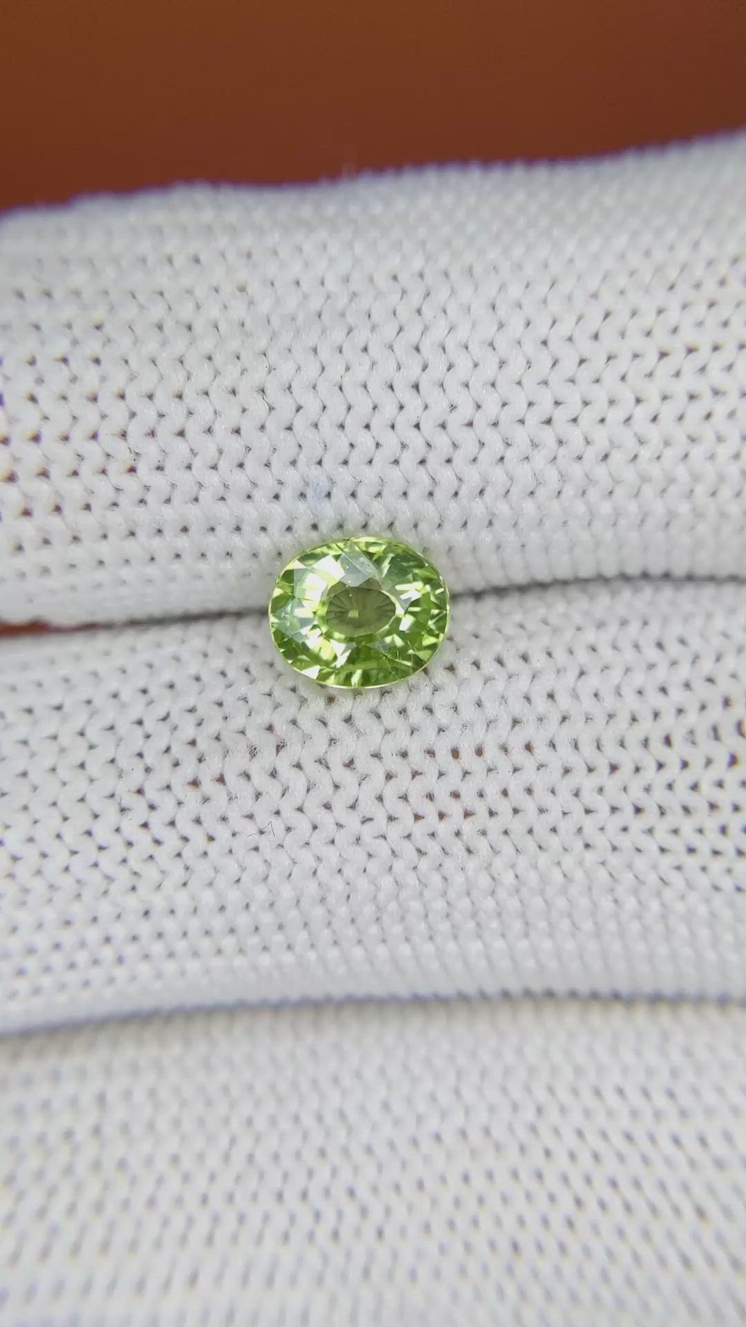1.17 Ct. Green (Lime Green) Peridot from Pakistan Size Video