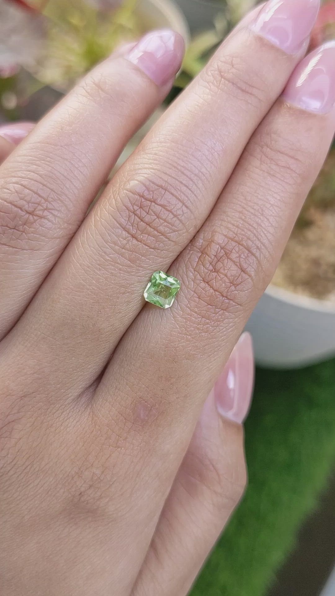 0.62 Ct. Green (Lime Green) Peridot from Pakistan Size Video