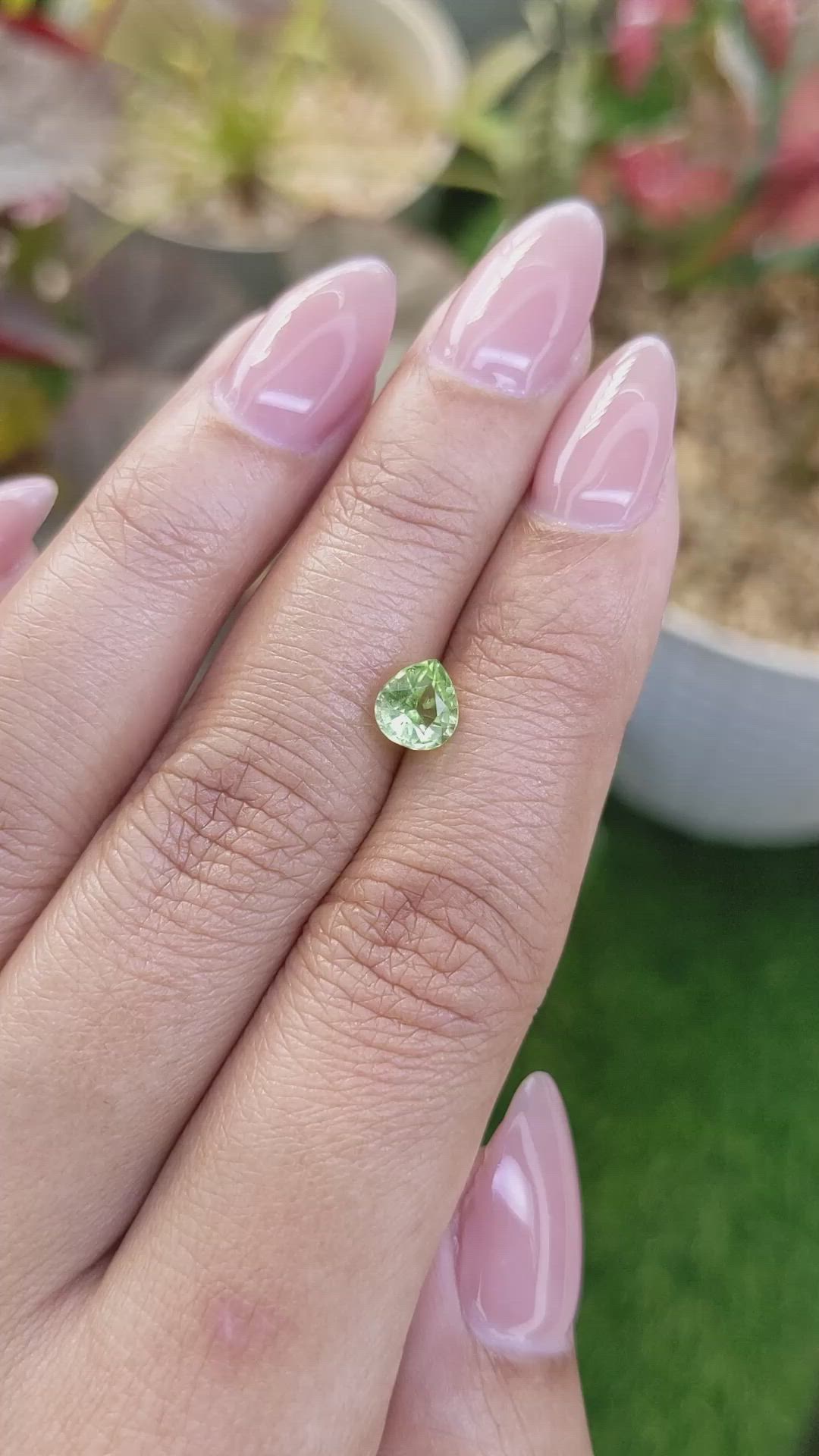 0.96 Ct. Green (Lime Green) Peridot from Pakistan Size Video