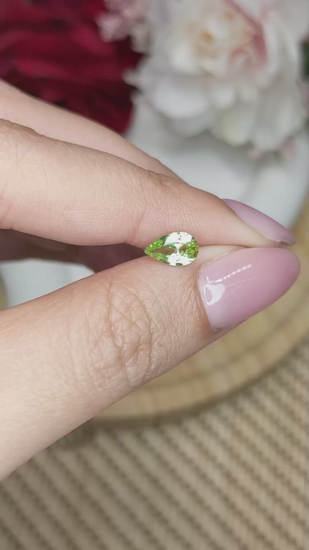 0.68 Ct. Green (Lime Green) Peridot from Pakistan Size Video
