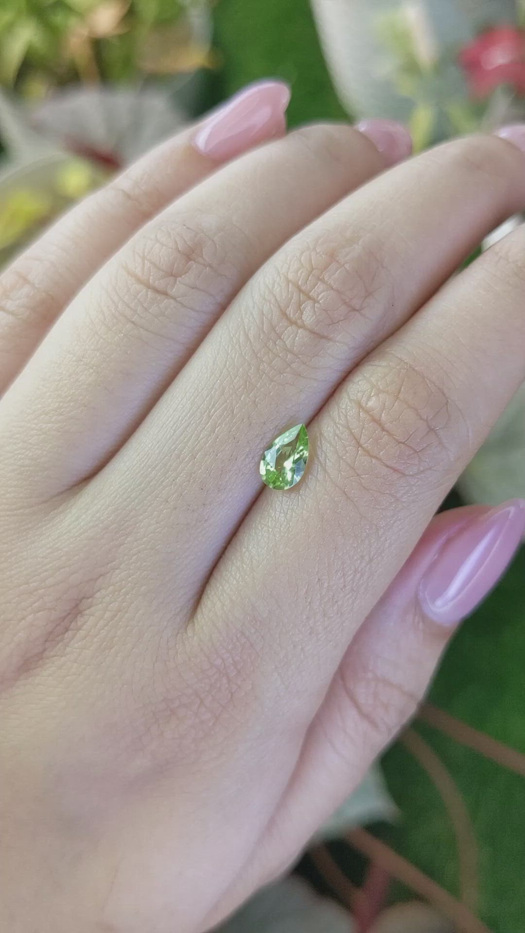 0.68 Ct. Green (Lime Green) Peridot from Pakistan Size Video