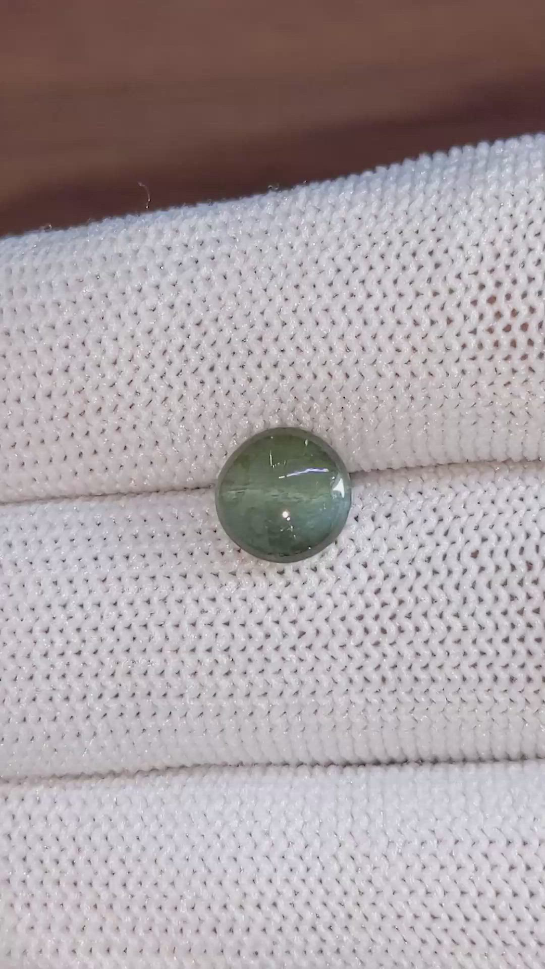 2.42 Ct. Green Cabochon Chrysoberyl from Ceylon (Sri Lanka) Size Video