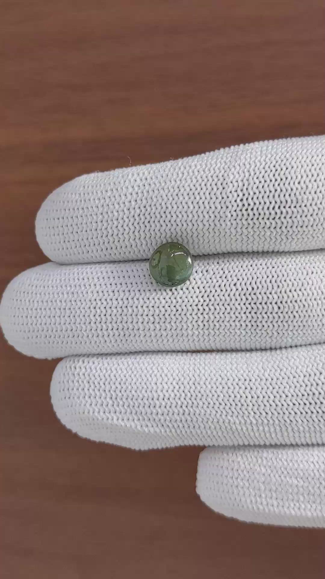 2.42 Ct. Green Cabochon Chrysoberyl from Ceylon (Sri Lanka) Size Video