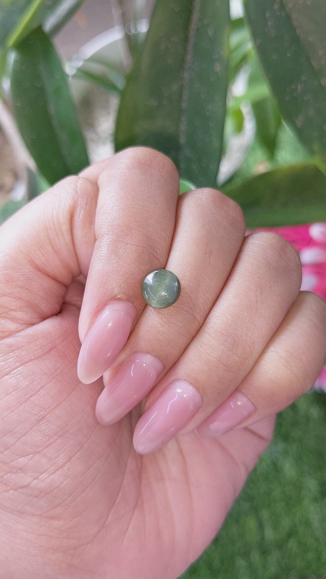 2.42 Ct. Green Cabochon Chrysoberyl from Ceylon (Sri Lanka) Size Video