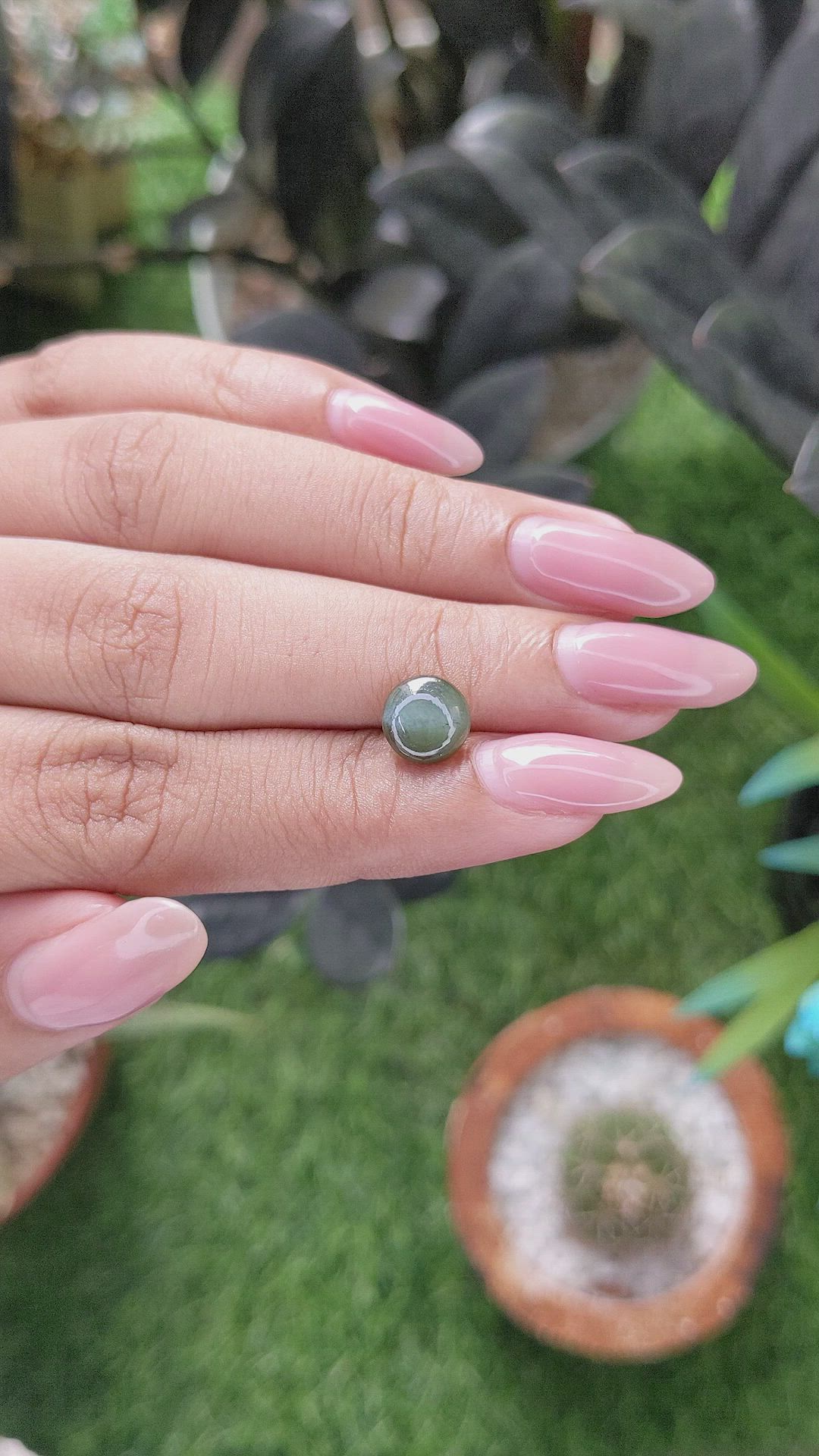 2.42 Ct. Green Cabochon Chrysoberyl from Ceylon (Sri Lanka) Size Video