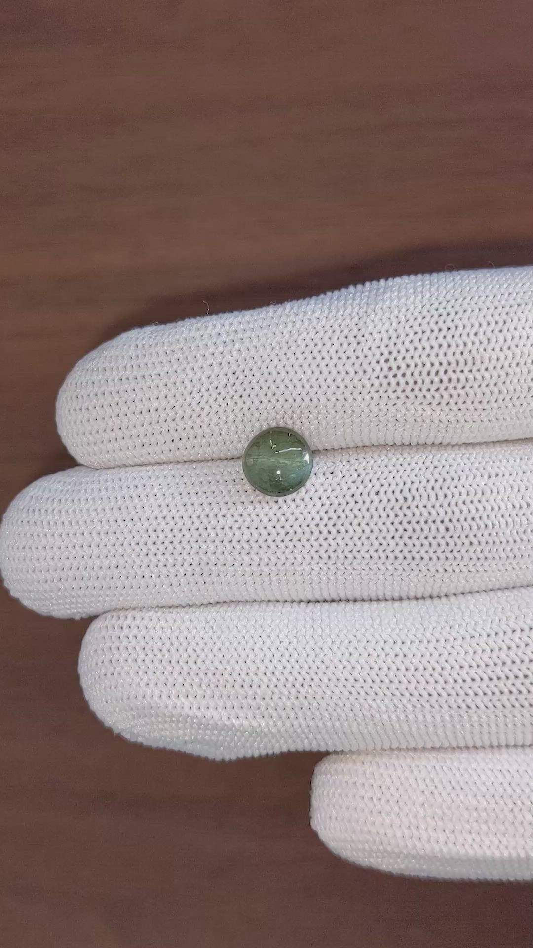 2.42 Ct. Green Cabochon Chrysoberyl from Ceylon (Sri Lanka) Size Video