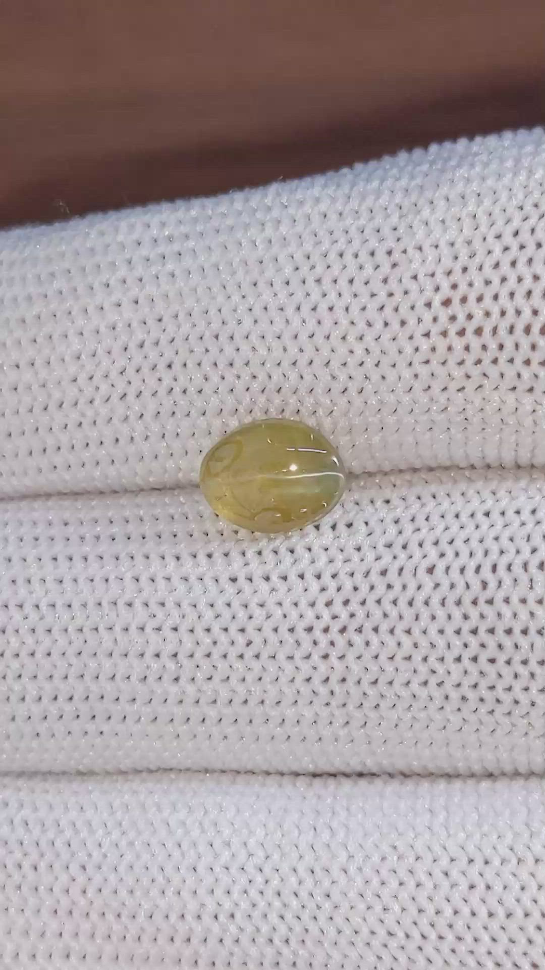 2.05 Ct. Yellowish Brown Cabochon Chrysoberyl from Ceylon (Sri Lanka) Size Video