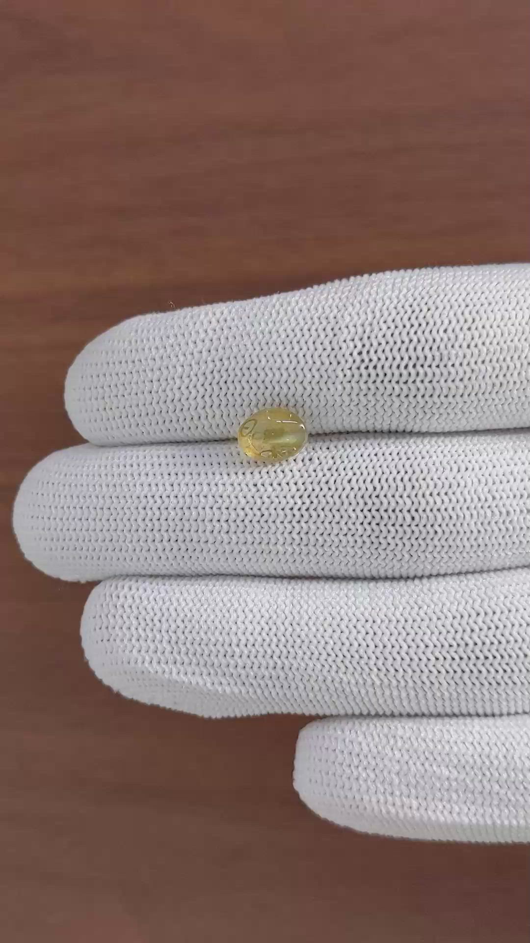 2.05 Ct. Yellowish Brown Cabochon Chrysoberyl from Ceylon (Sri Lanka) Size Video