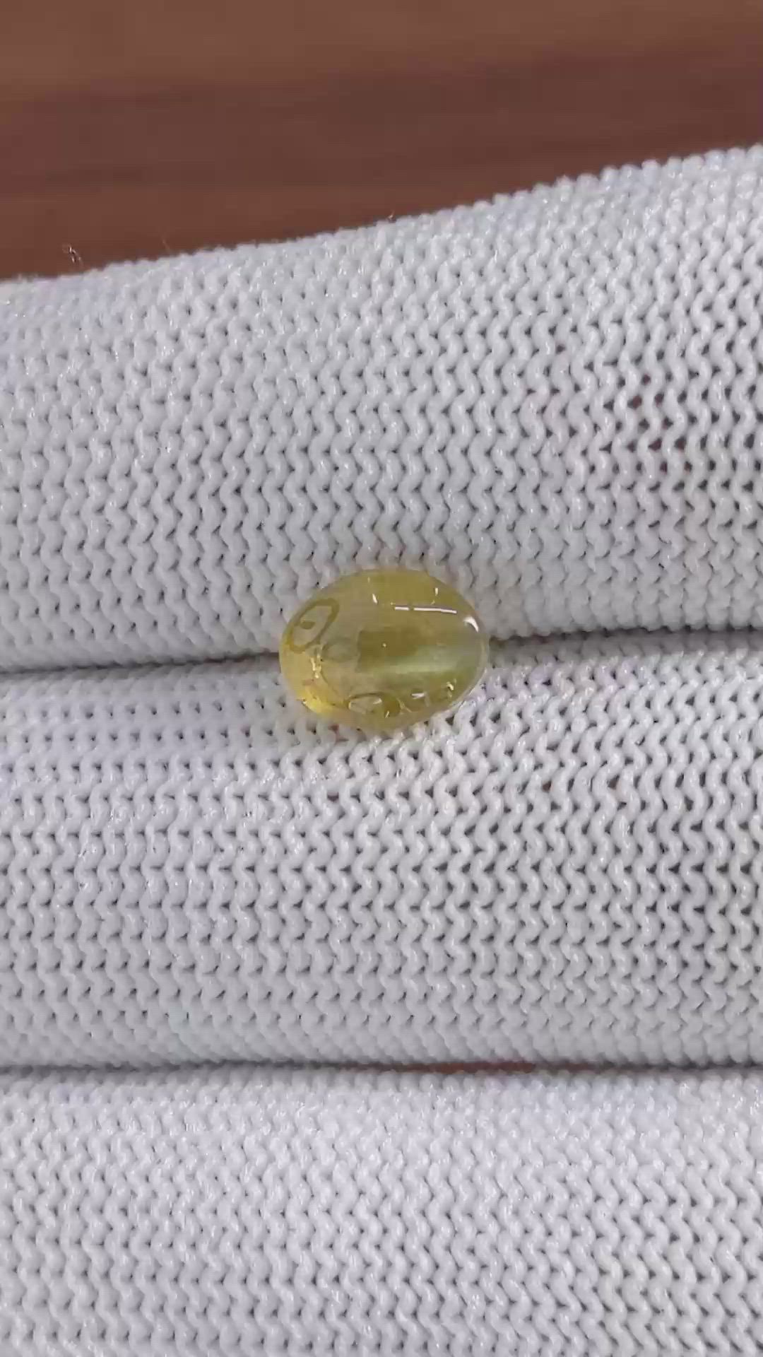 2.05 Ct. Yellowish Brown Cabochon Chrysoberyl from Ceylon (Sri Lanka) Size Video