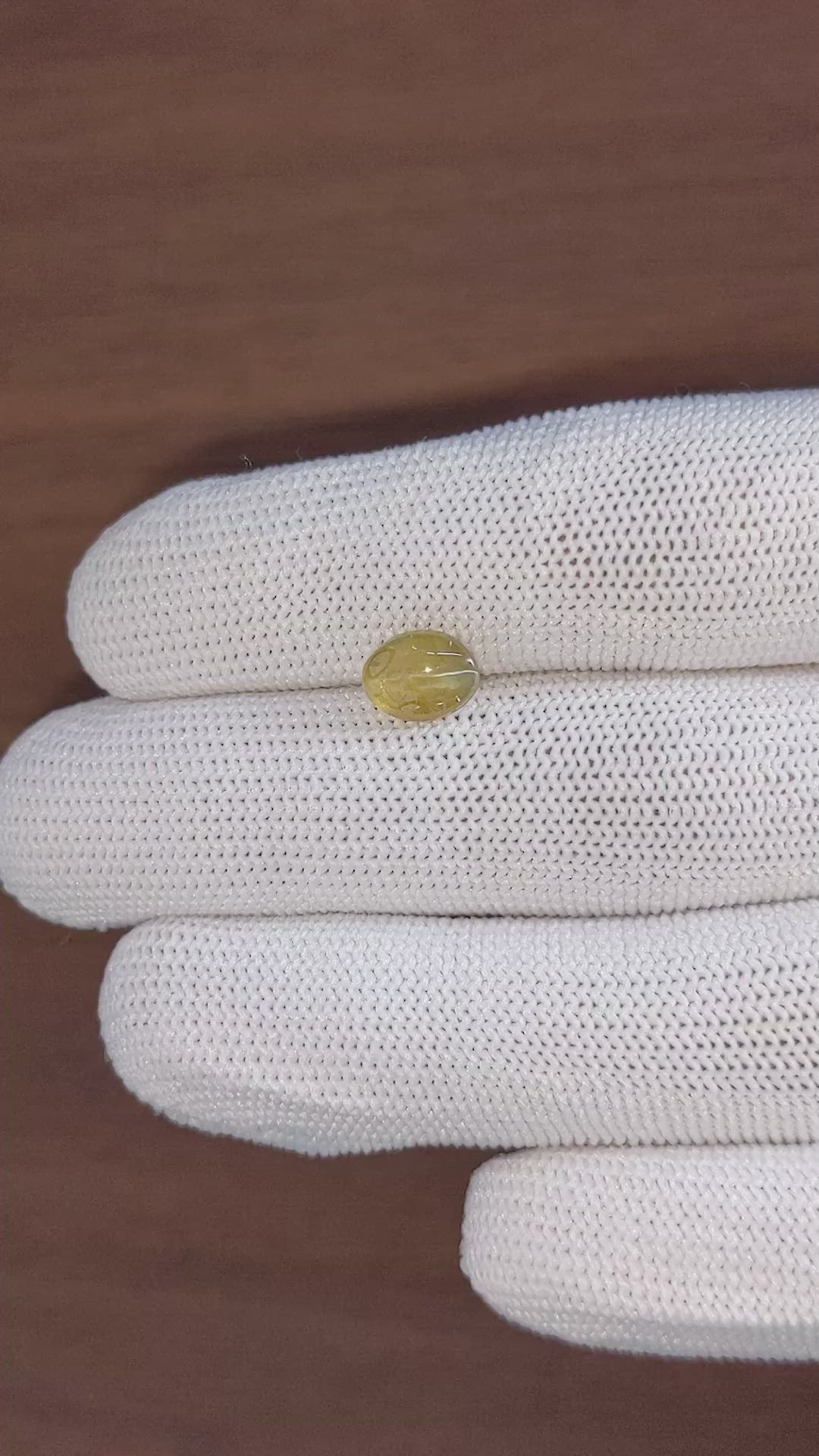 2.05 Ct. Yellowish Brown Cabochon Chrysoberyl from Ceylon (Sri Lanka) Size Video