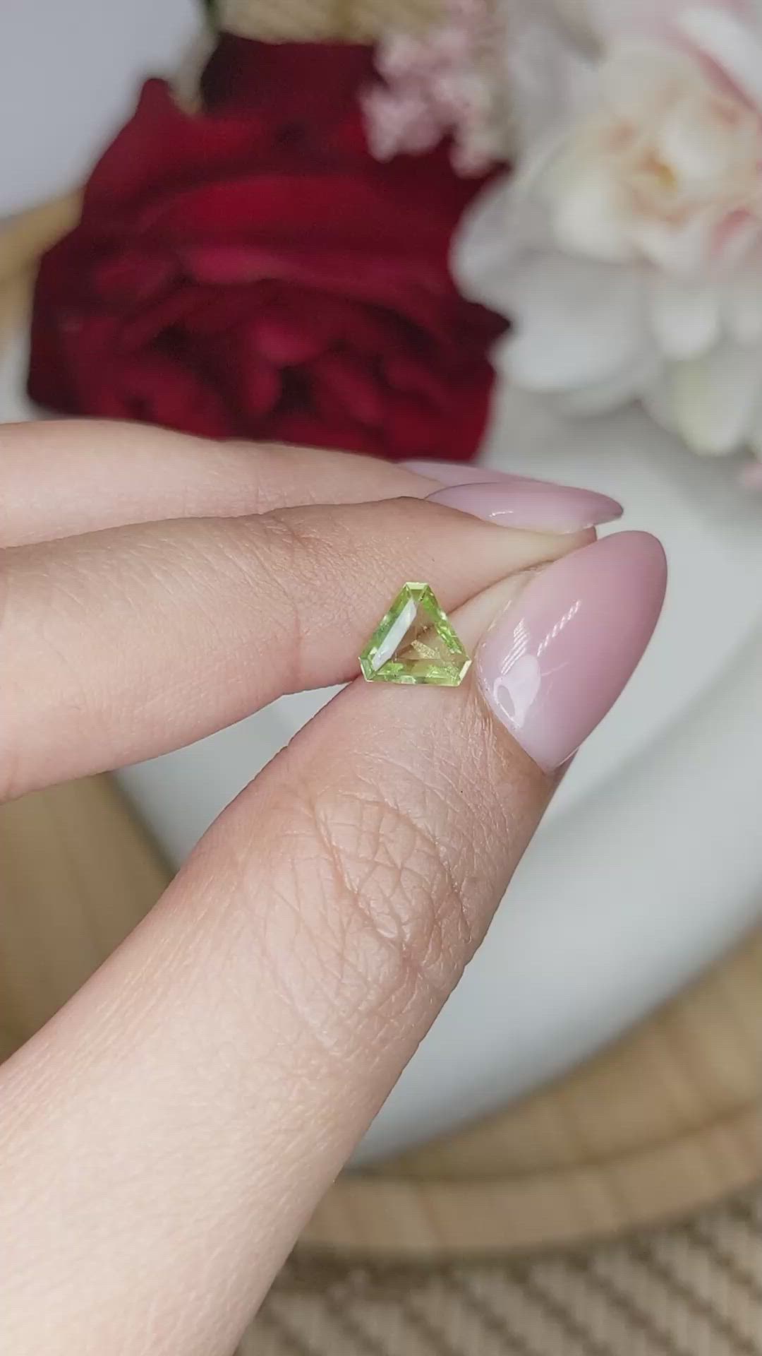 0.67 Ct. Green (Lime Green) Peridot from Pakistan Size Video
