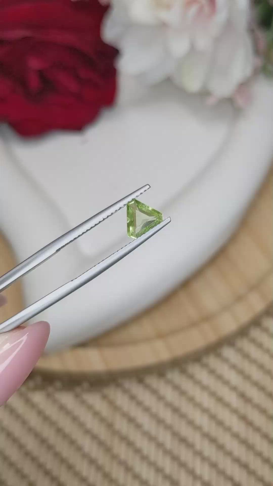 0.67 Ct. Green (Lime Green) Peridot from Pakistan Size Video
