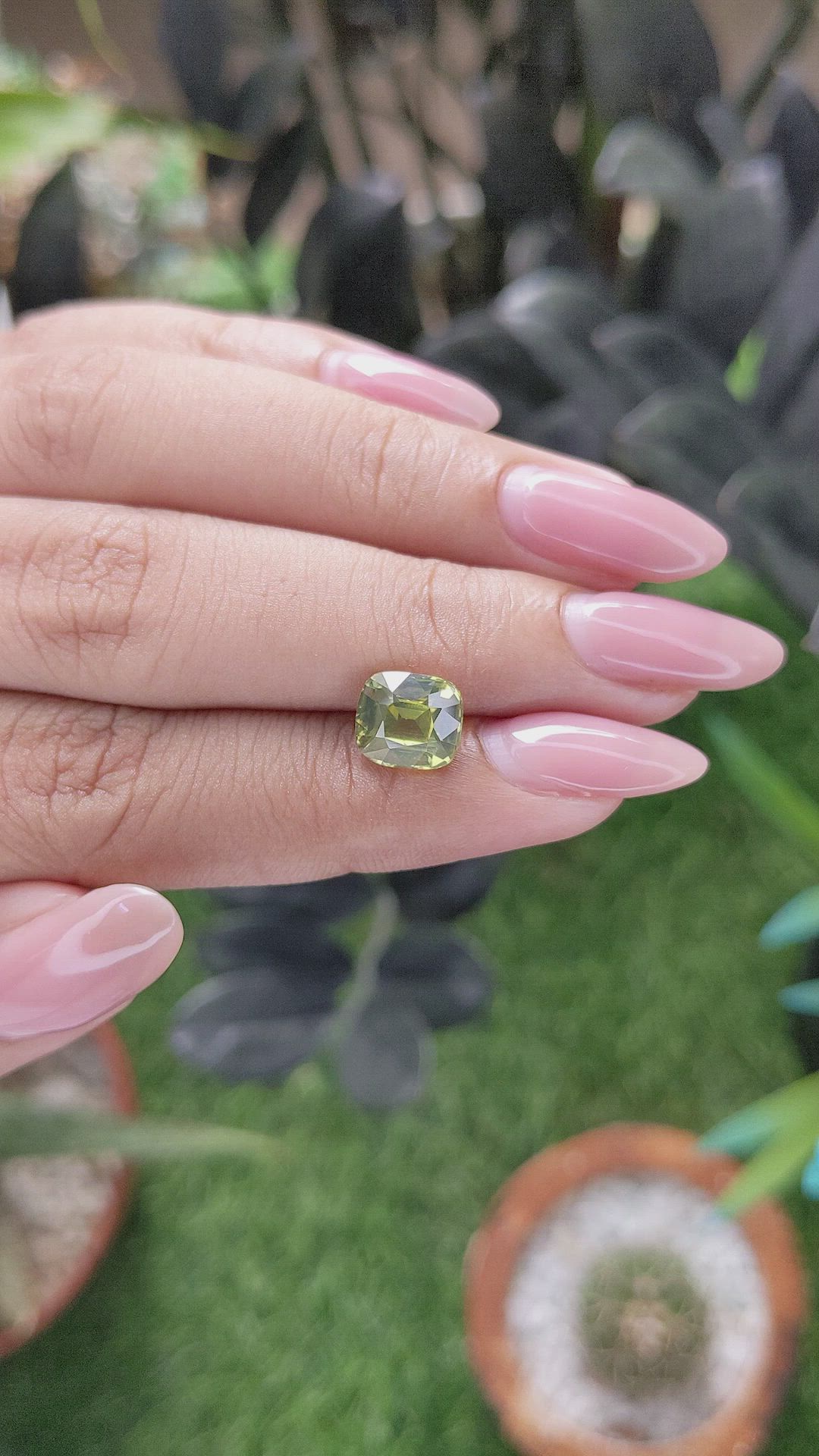 3.44 Ct. Yellowish Green Zircon from Ceylon (Sri Lanka) Size Video