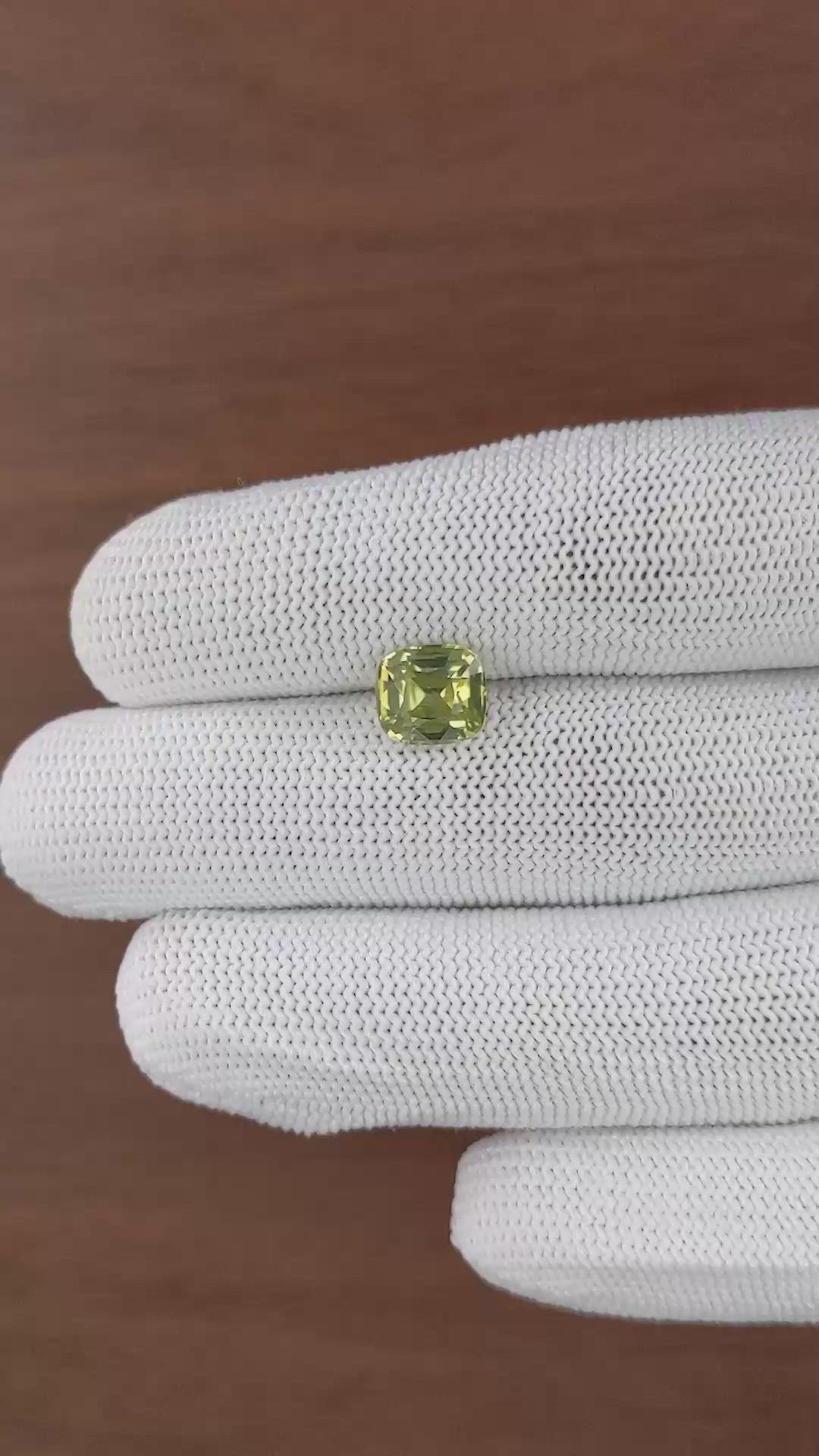 3.44 Ct. Yellowish Green Zircon from Ceylon (Sri Lanka) Size Video