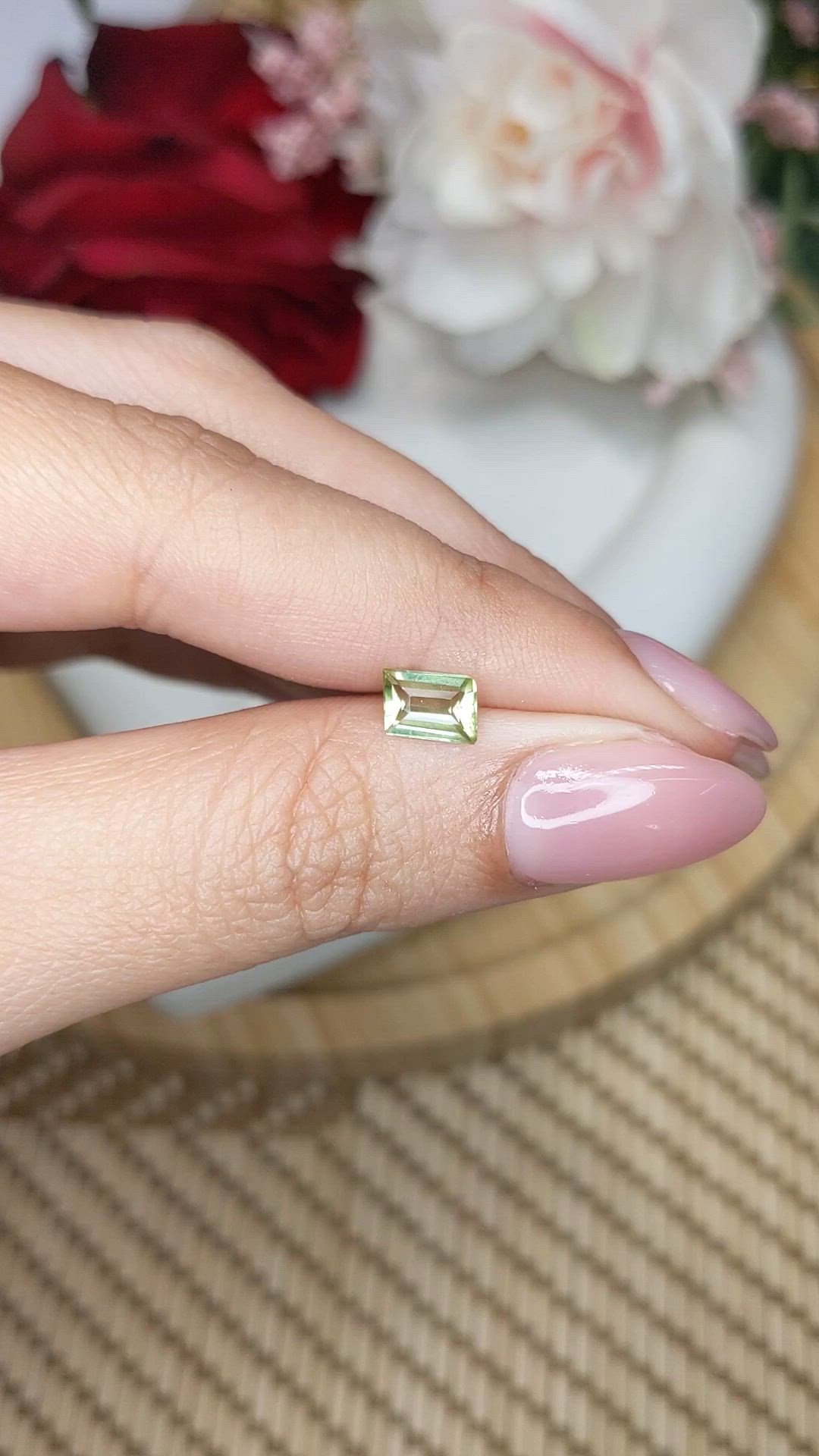 0.64 Ct. Yellowish Green Peridot from Pakistan Size Video