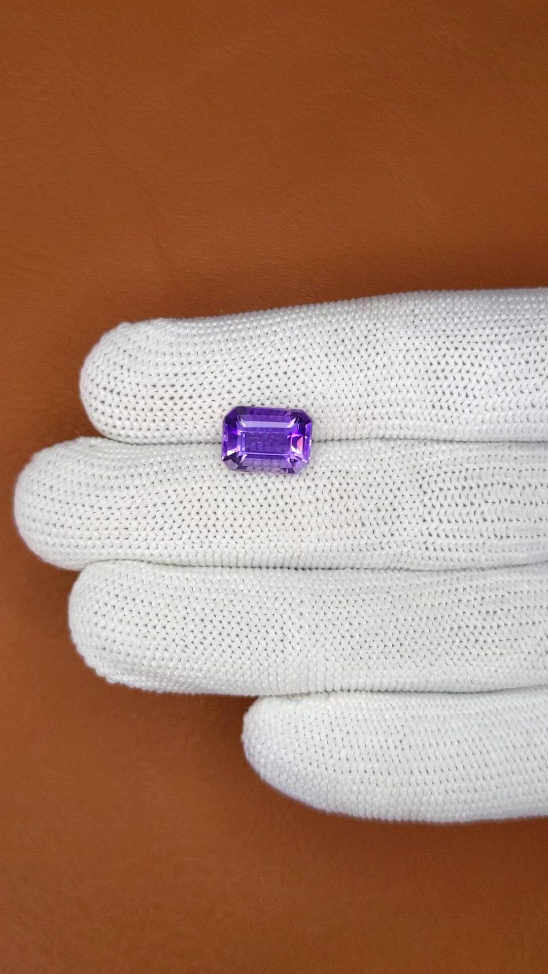 3.33 Ct. Purple Amethyst from Ceylon (Sri Lanka) Size Video