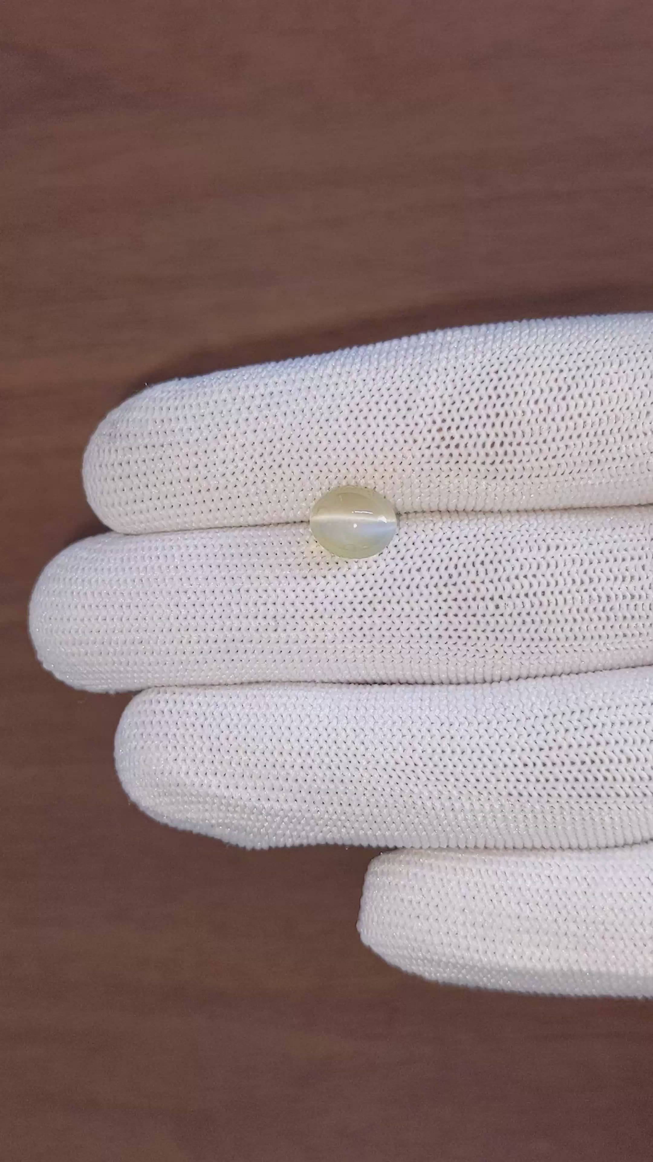 3.71 Ct. Yellowish Green Cabochon Chrysoberyl from Tanzania Size Video
