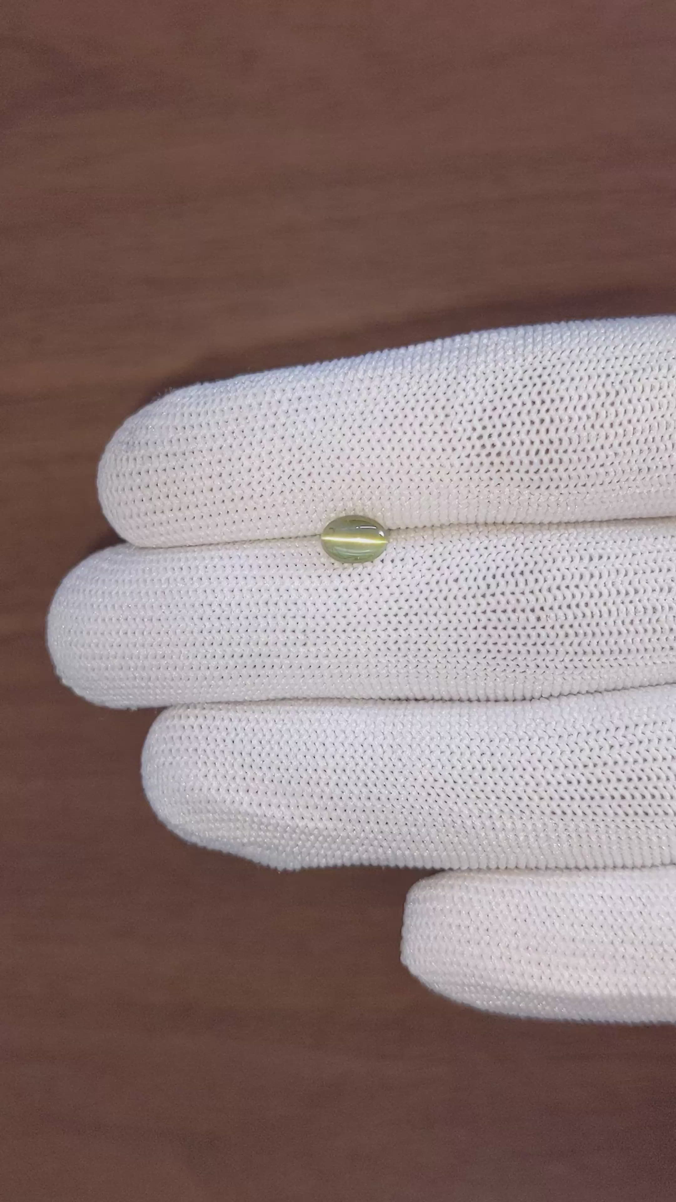 1.14 Ct. Yellowish Green Cabochon Chrysoberyl from Tanzania Size Video