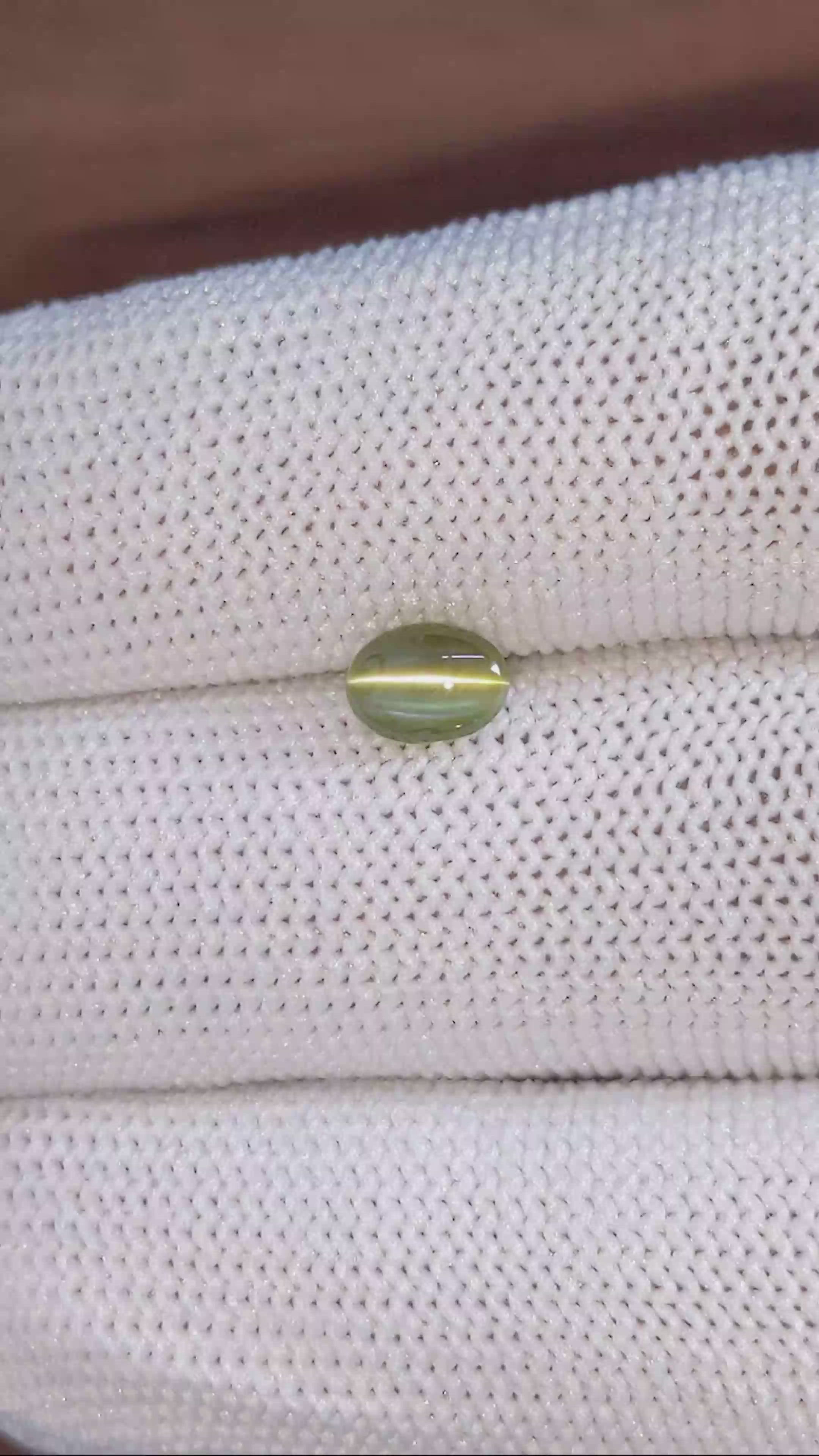 1.14 Ct. Yellowish Green Cabochon Chrysoberyl from Tanzania Size Video